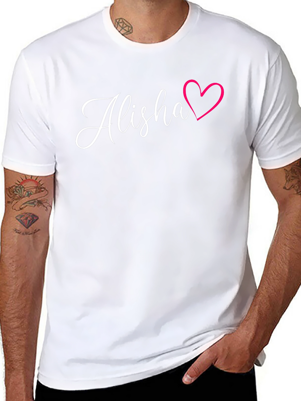 Alisha Name Heart Graphic Black T-Shirt