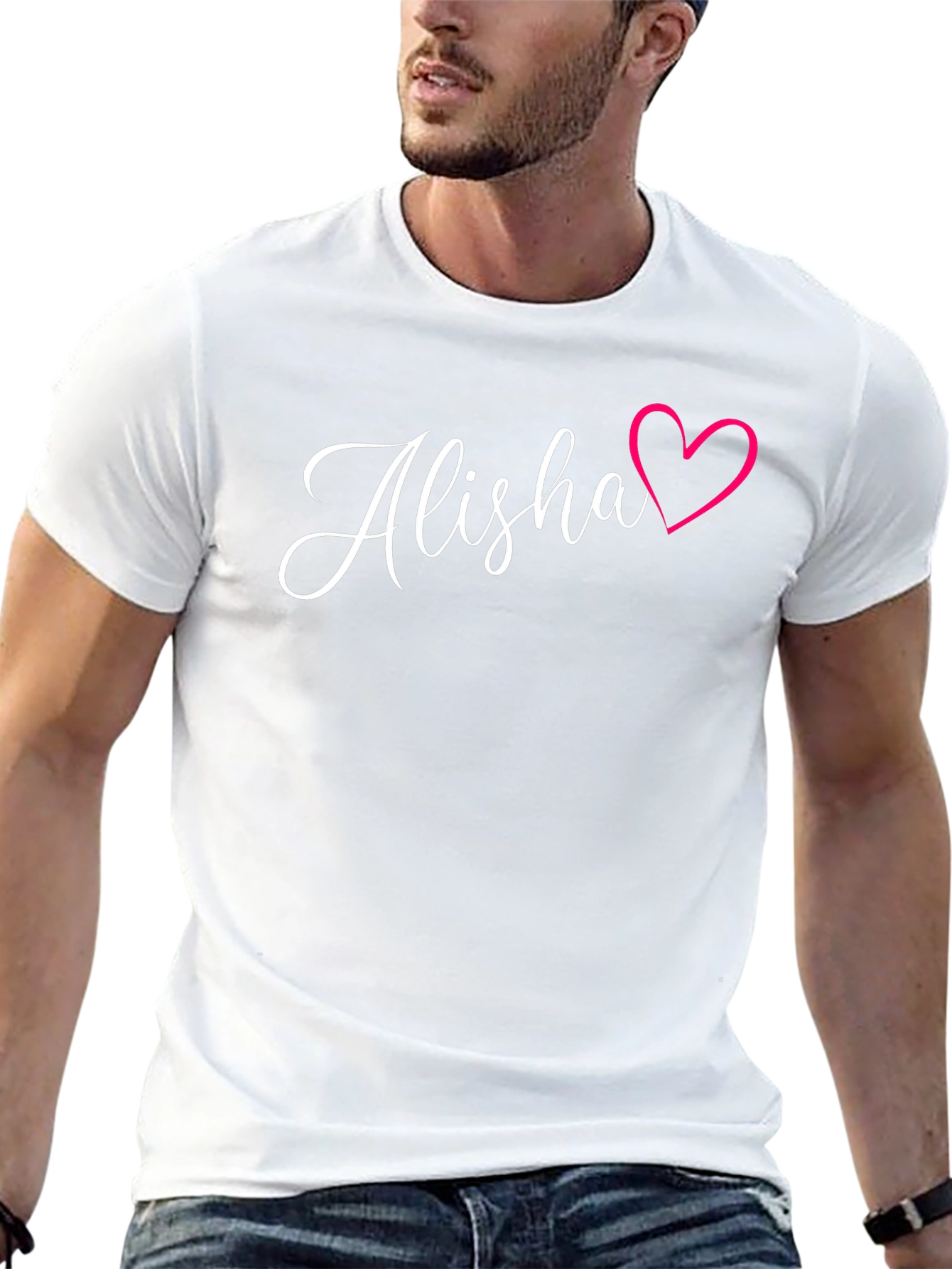 Alisha Name Heart Graphic Black T-Shirt