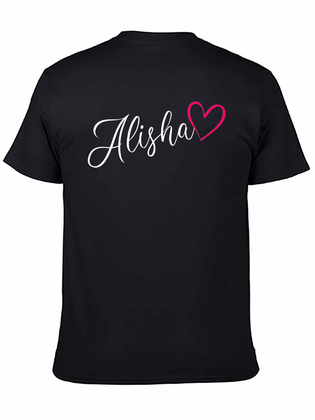 Alisha Name Heart Graphic Black T-Shirt