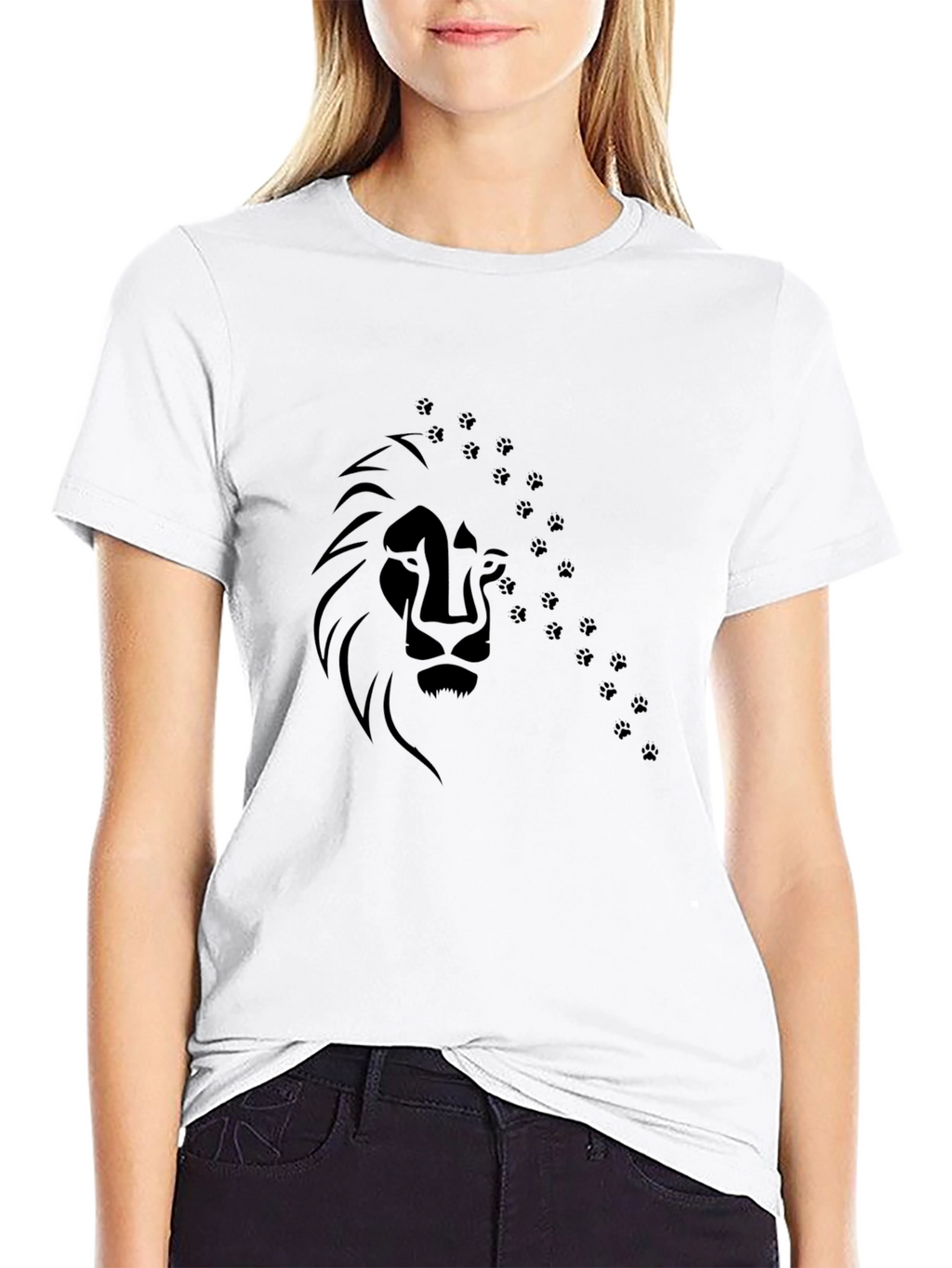Lion Paw Print Graphic Tee - Mens Black T-Shirt