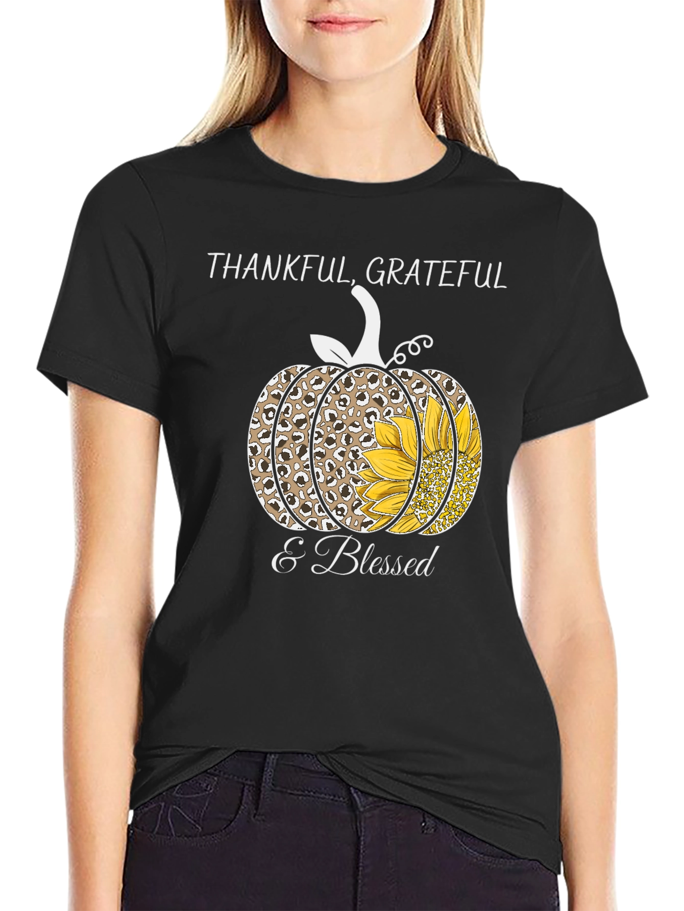 Thankful Grateful & Blessed Pumpkin T-Shirt
