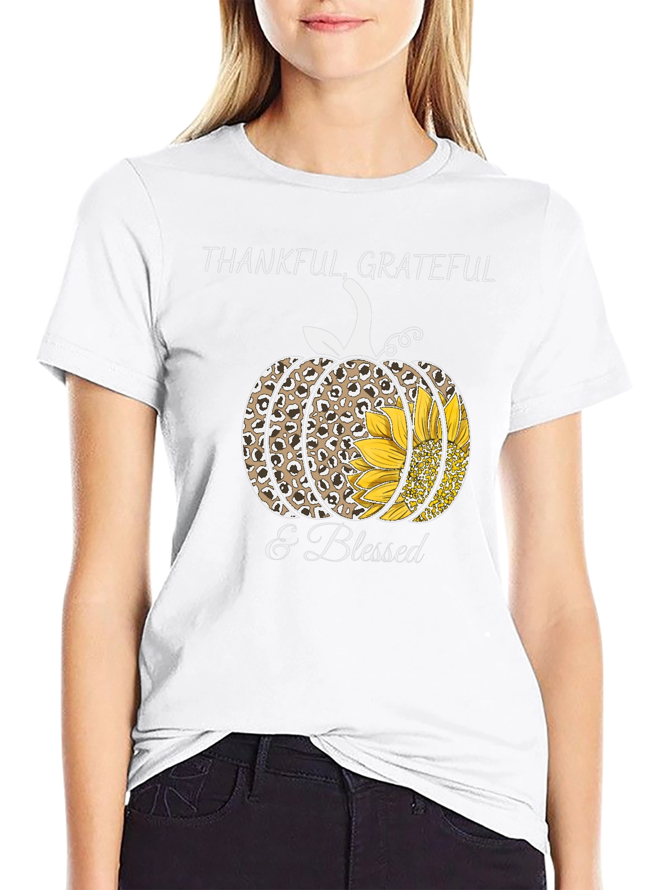 Thankful Grateful & Blessed Pumpkin T-Shirt