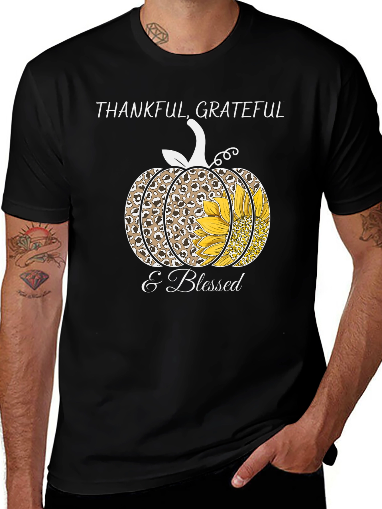 Thankful Grateful & Blessed Pumpkin T-Shirt