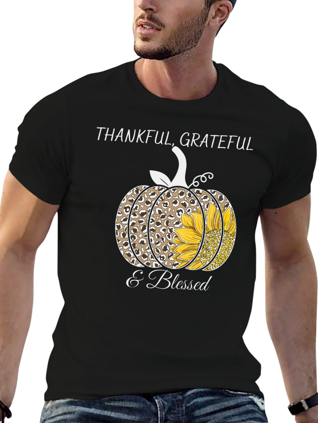 Thankful Grateful & Blessed Pumpkin T-Shirt