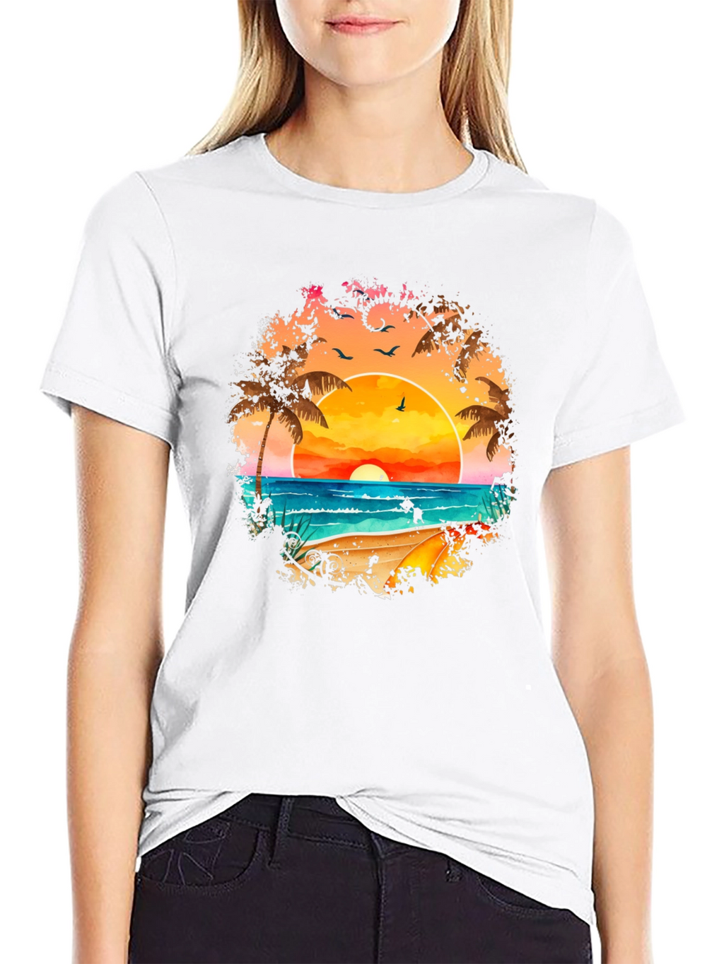 Sunset Beach Graphic Tee - Tropical Vacation Vibes