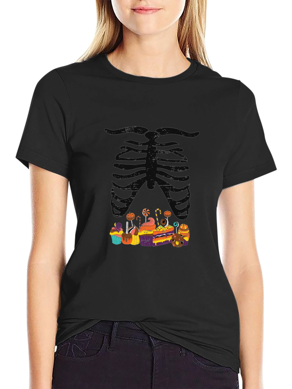Halloween Skeleton Treats Graphic T-Shirt