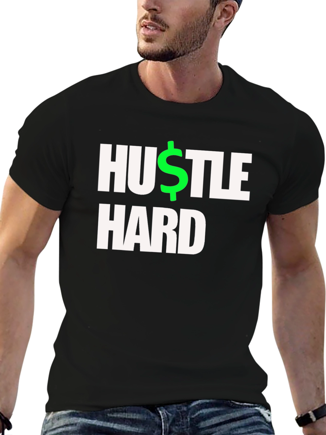 Hustle Hard Black T-Shirt - Motivational Design