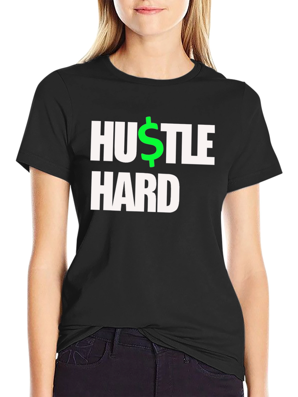 Hustle Hard Black T-Shirt - Motivational Design