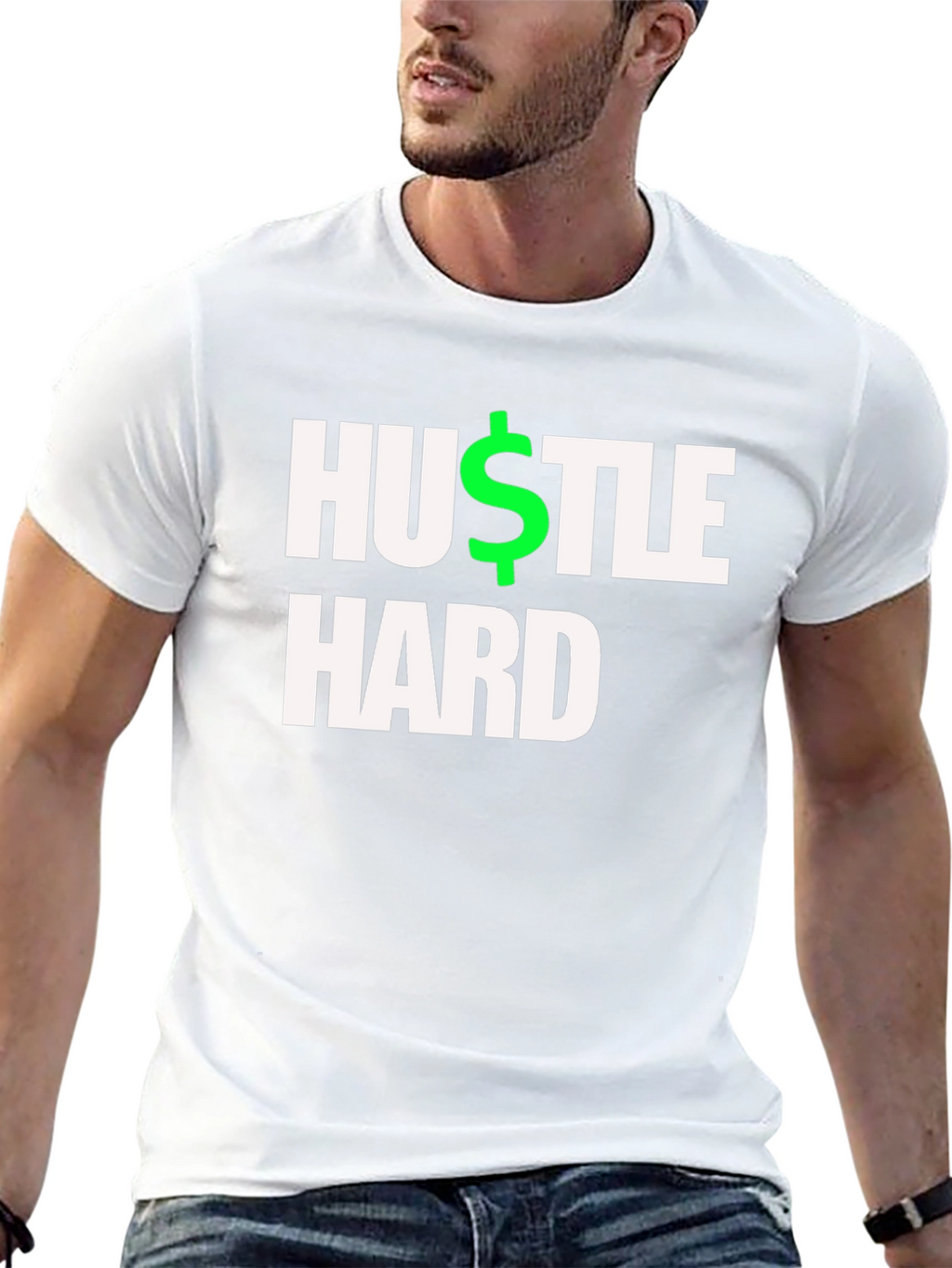 Hustle Hard Black T-Shirt - Motivational Design