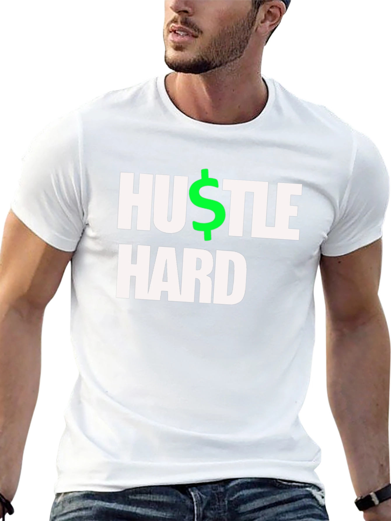 Hustle Hard Black T-Shirt - Motivational Design