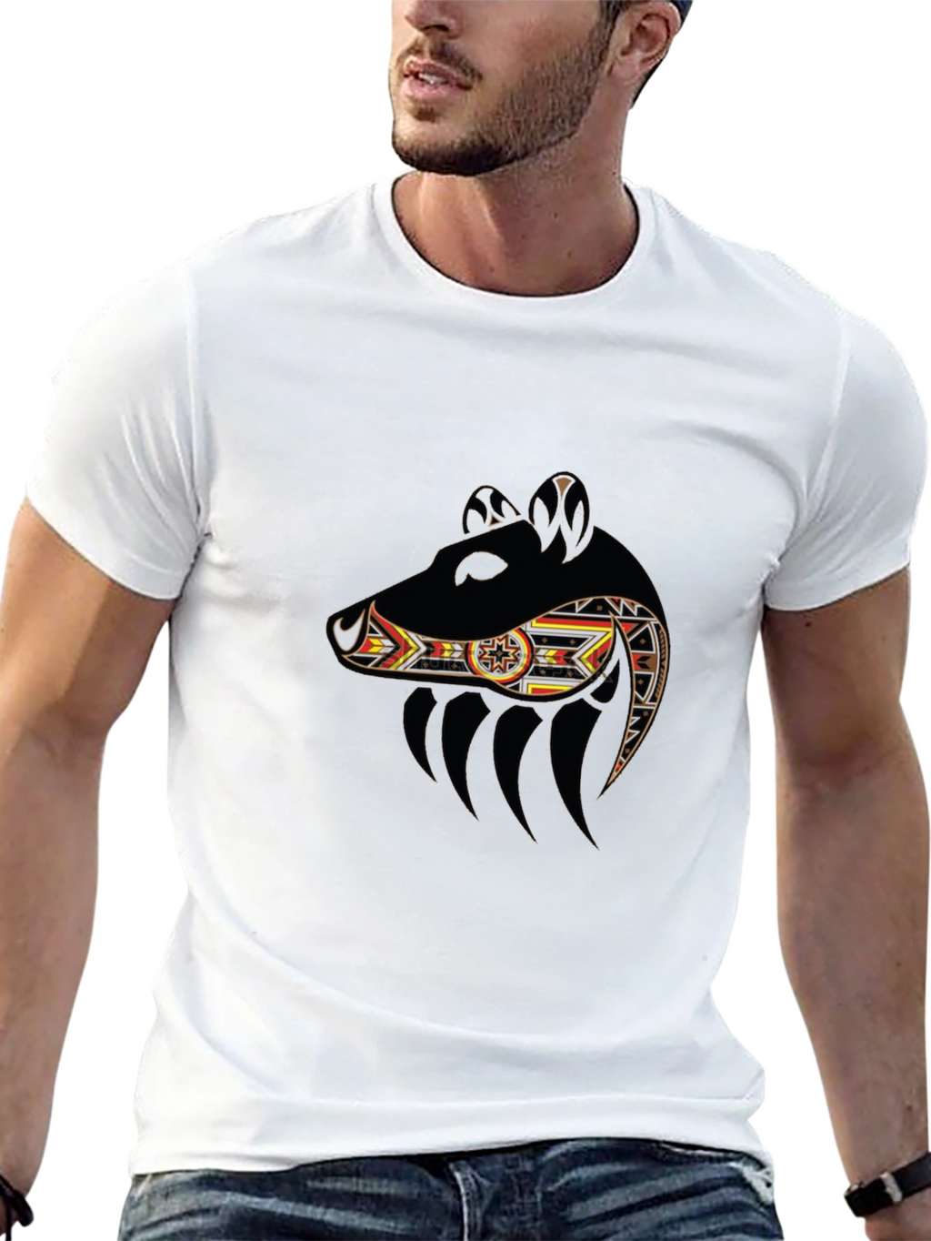 Tribal Bear Graphic Black T-Shirt