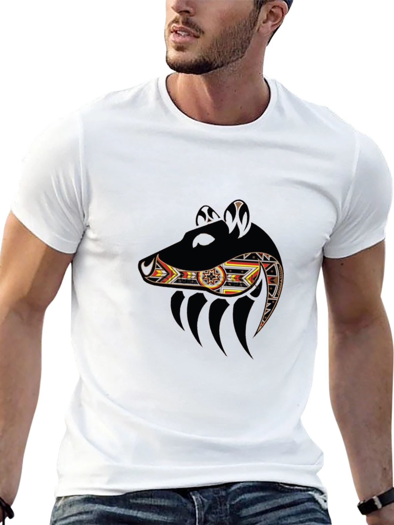 Tribal Bear Graphic Black T-Shirt