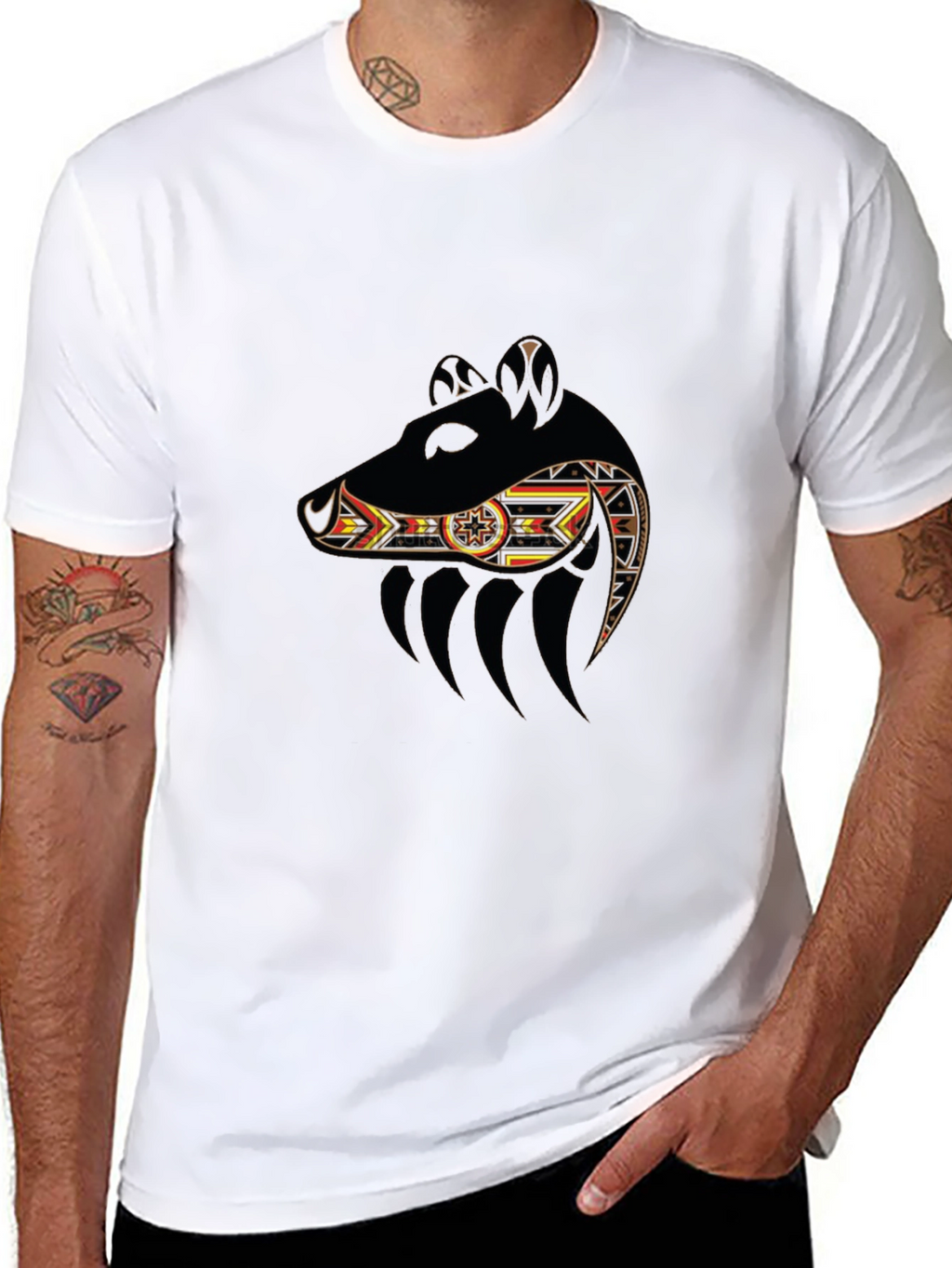 Tribal Bear Graphic Black T-Shirt