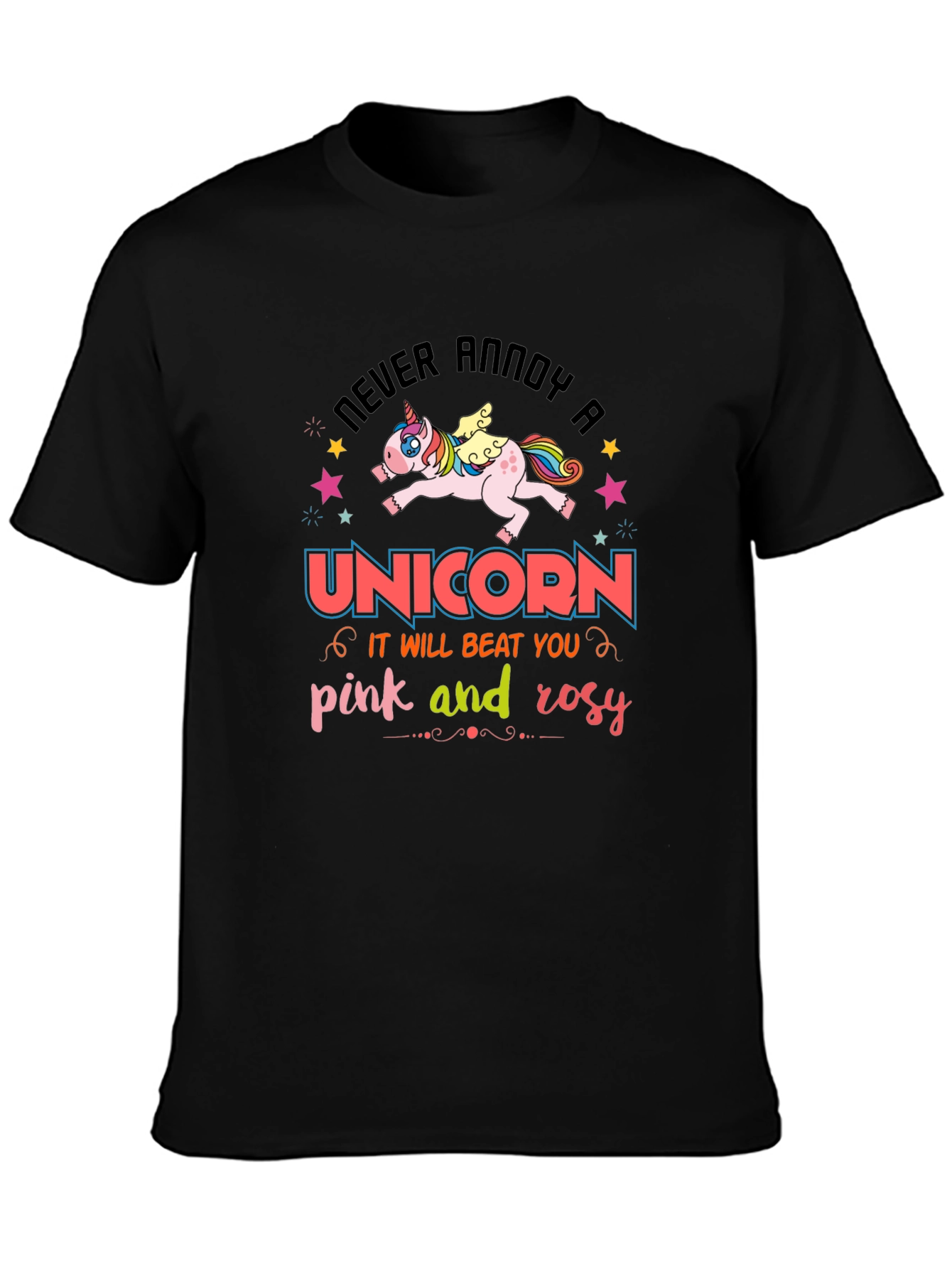 Never Annoy a Unicorn Black T-Shirt