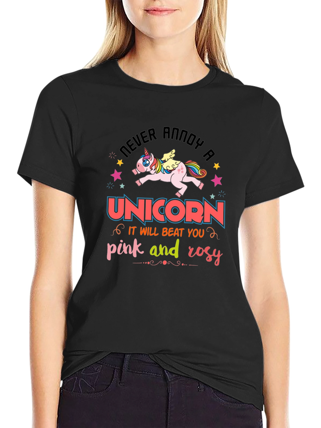 Never Annoy a Unicorn Black T-Shirt