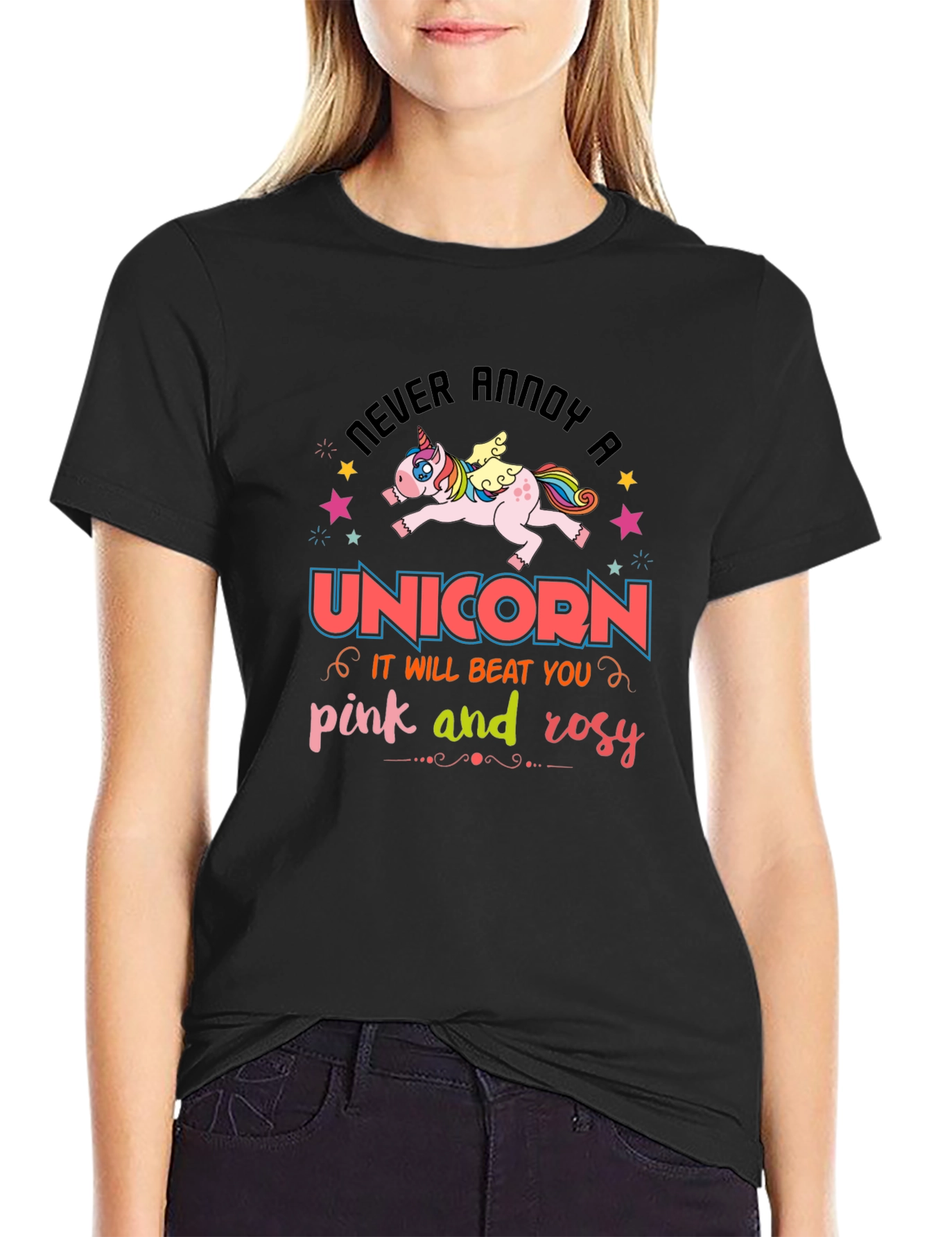 Never Annoy a Unicorn Black T-Shirt