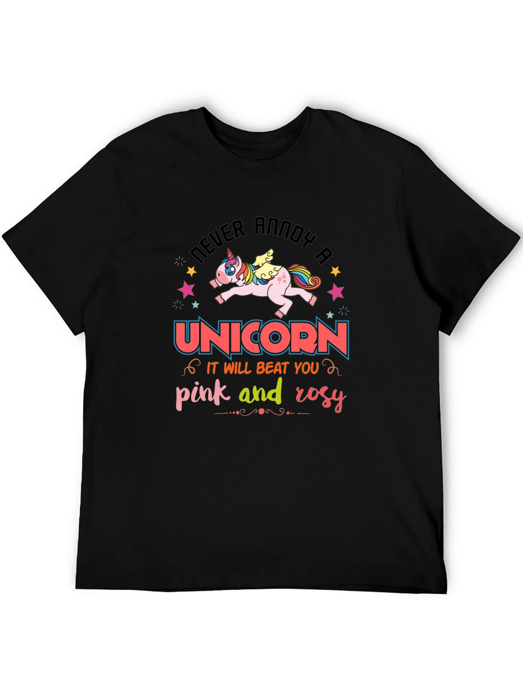 Never Annoy a Unicorn Black T-Shirt