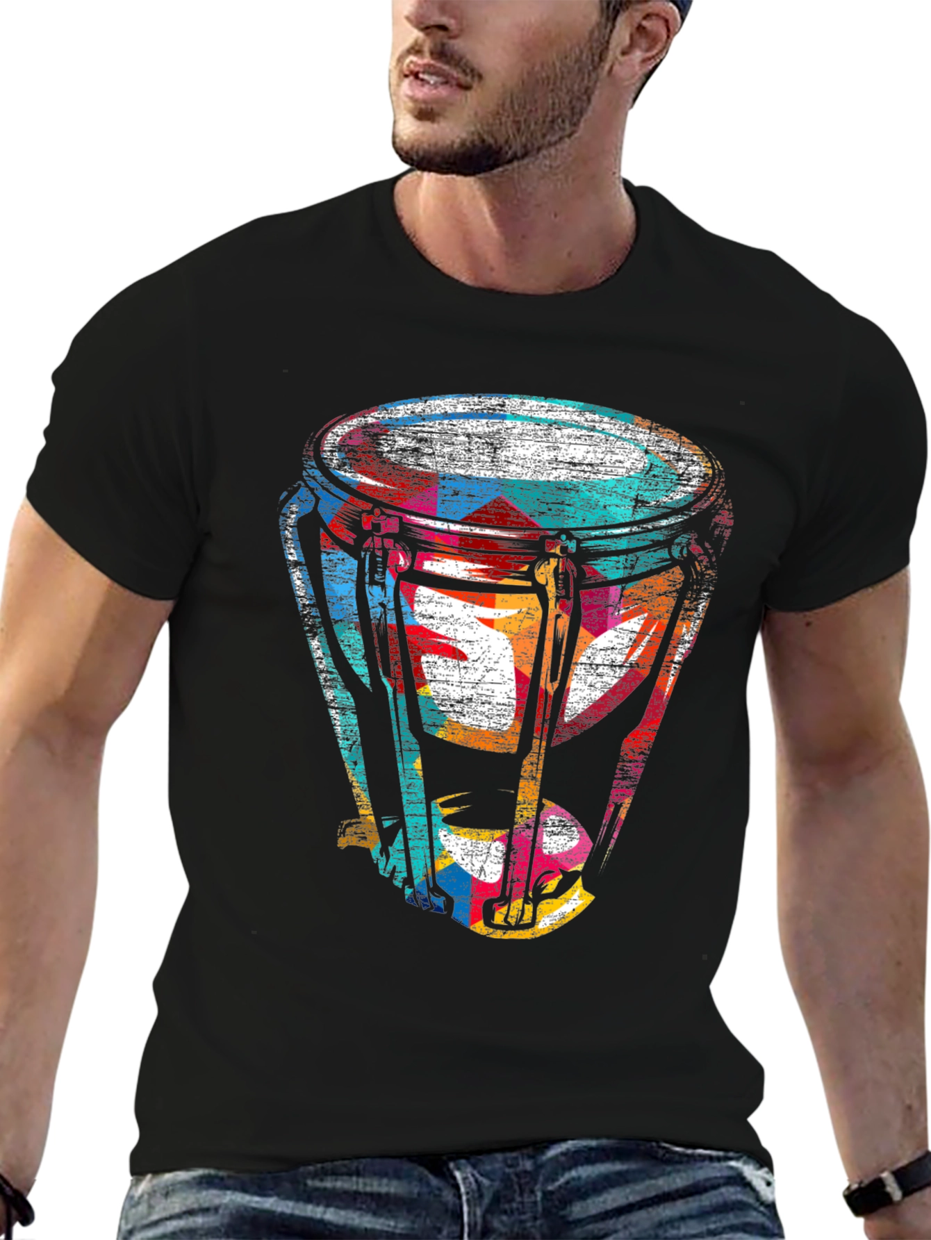 Colorful Conga Drum Graphic Tee