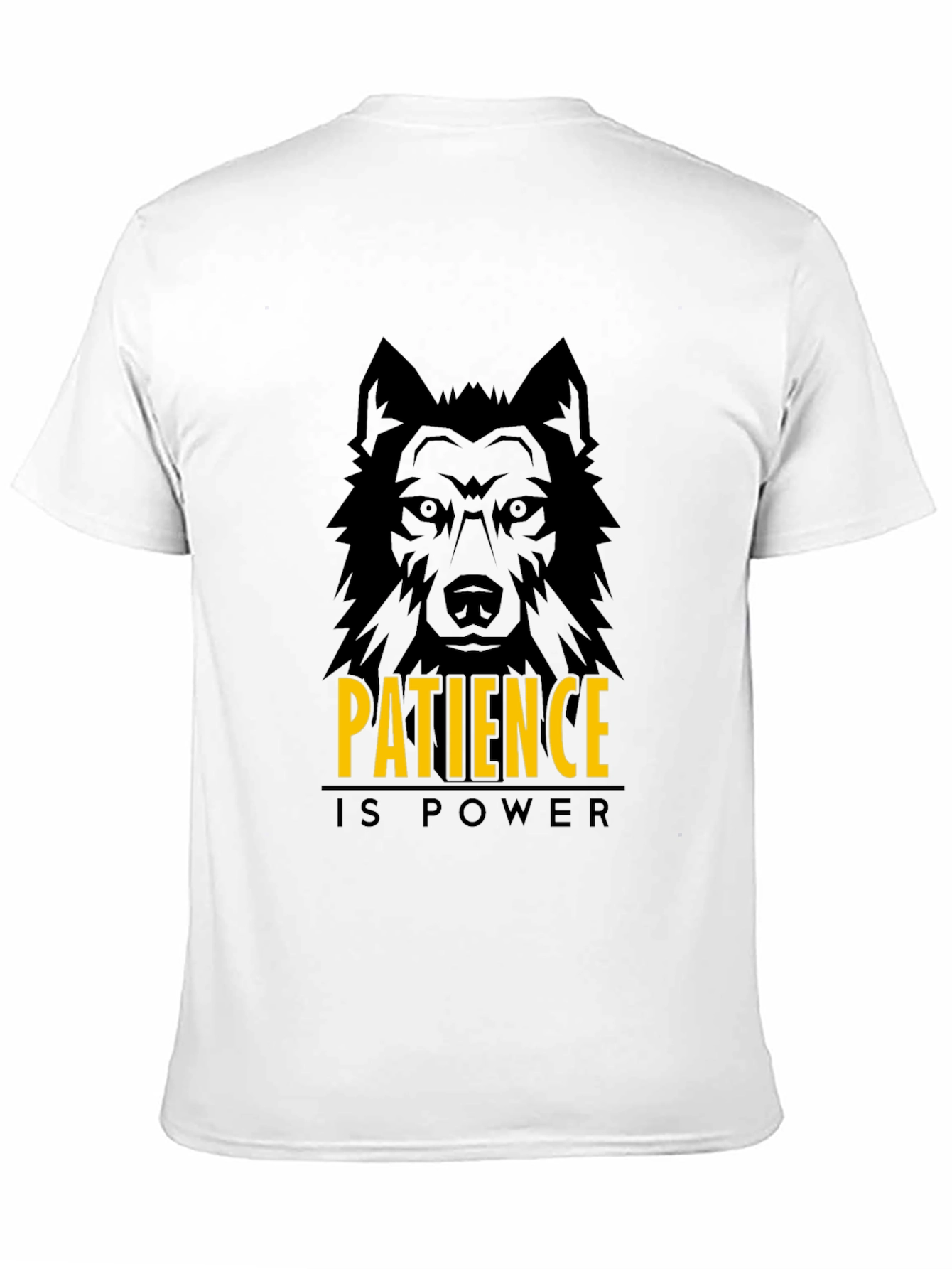 Patience is Power Wolf Graphic Black T-Shirt
