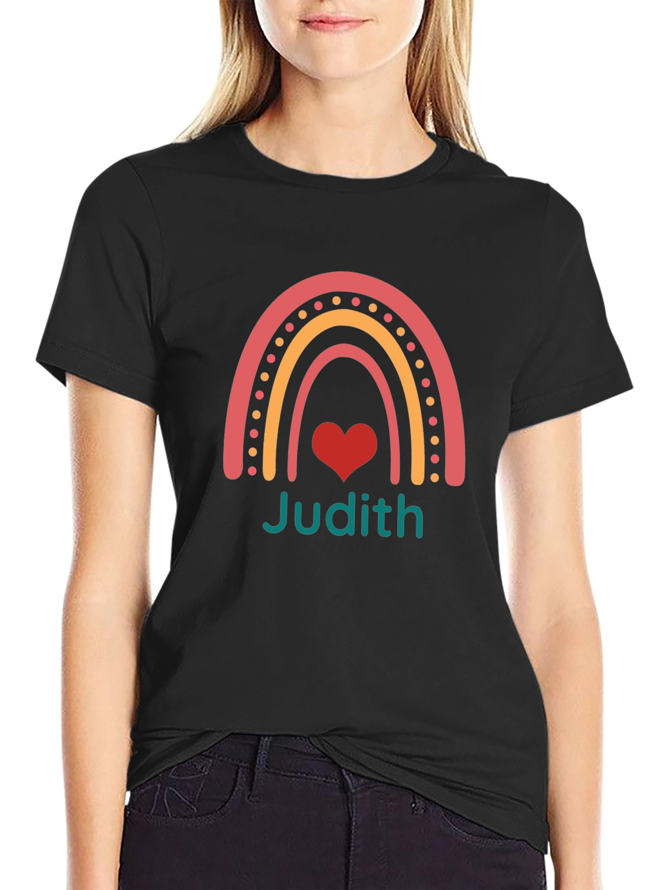 Judith Rainbow Heart Personalized T-Shirt