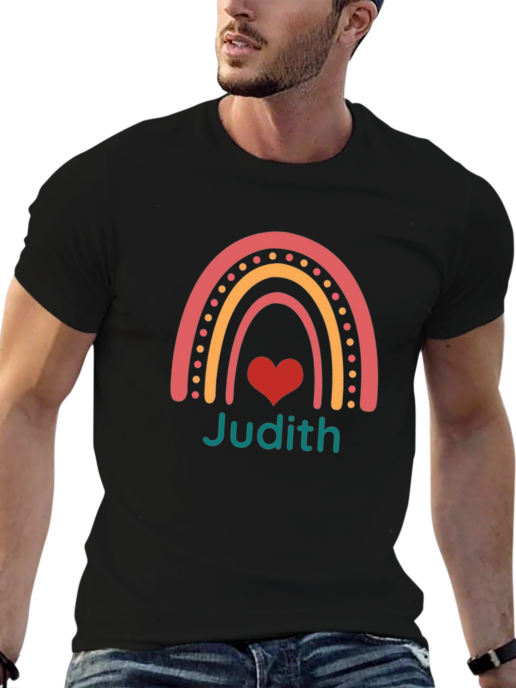 Judith Rainbow Heart Personalized T-Shirt