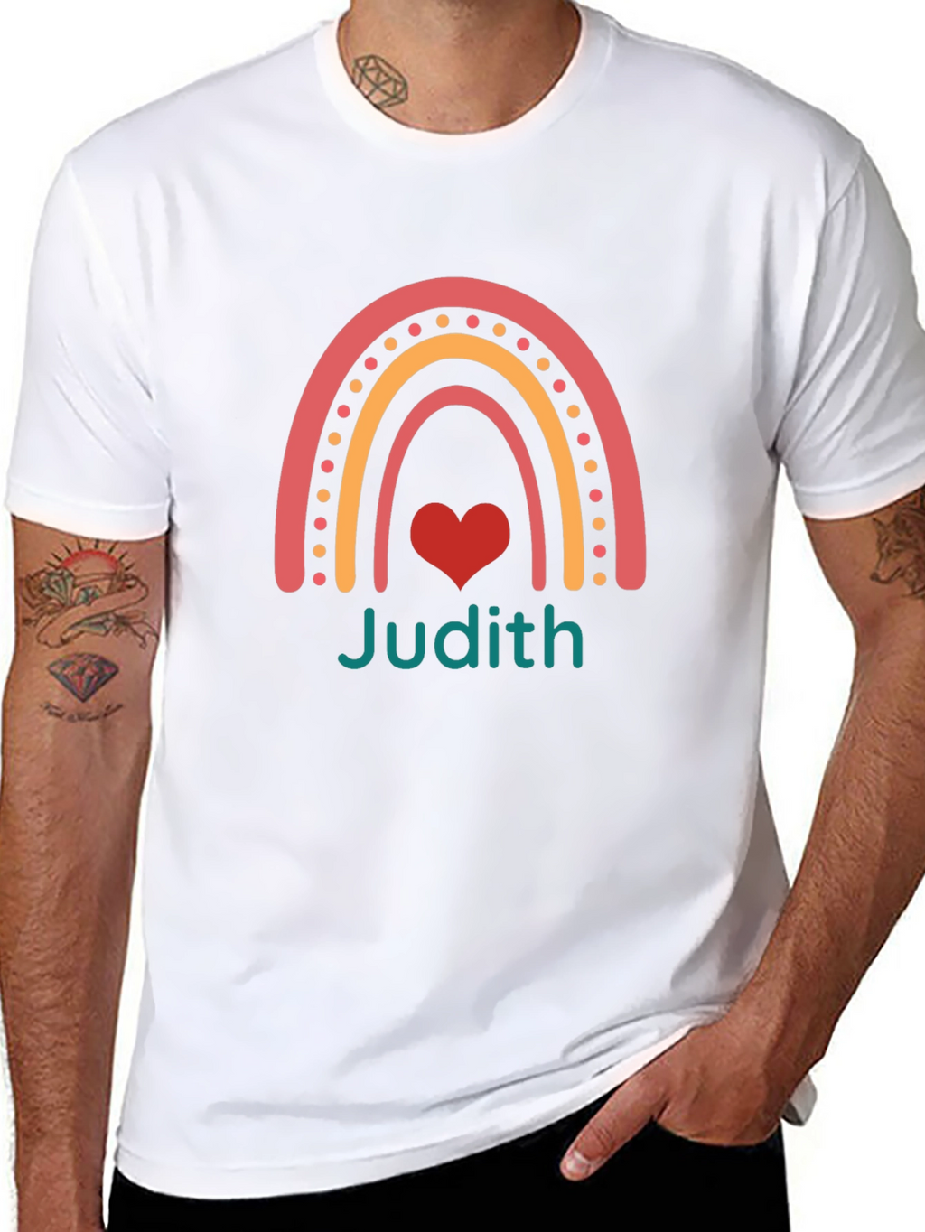 Judith Rainbow Heart Personalized T-Shirt