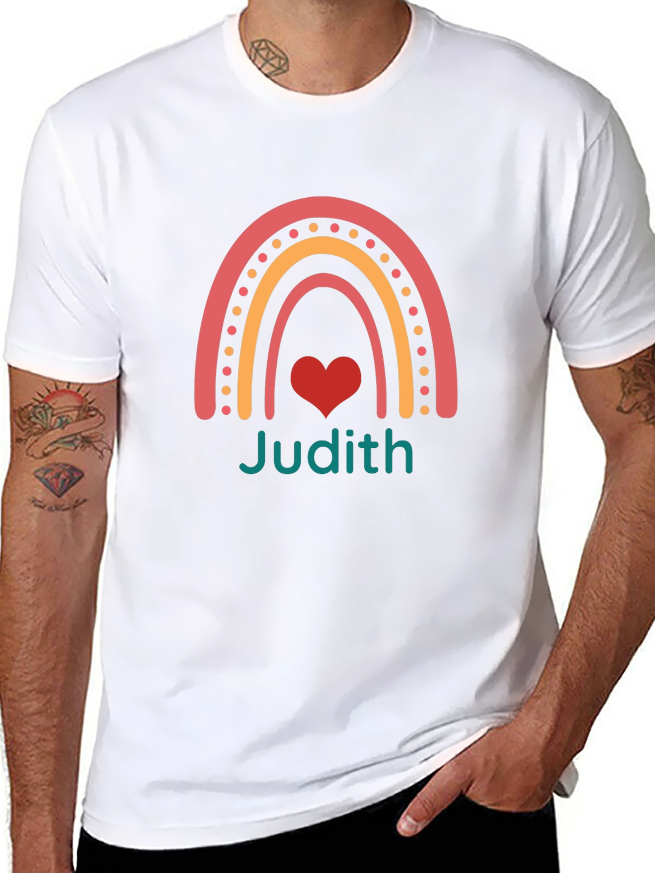 Judith Rainbow Heart Personalized T-Shirt
