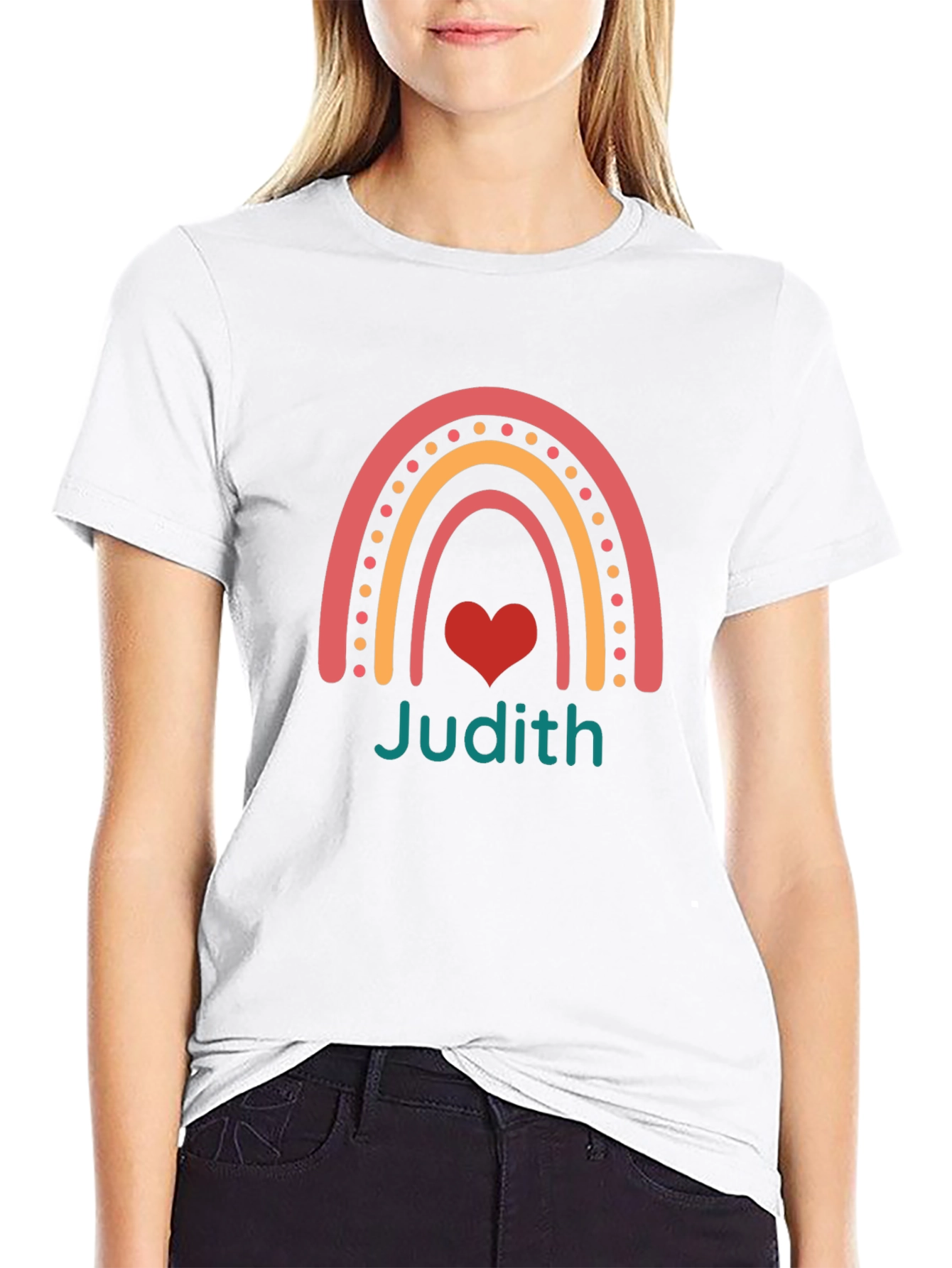 Judith Rainbow Heart Personalized T-Shirt