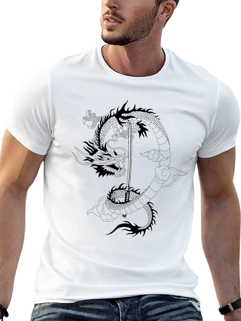 Dragon Katana T-Shirt - Black Graphic Tee