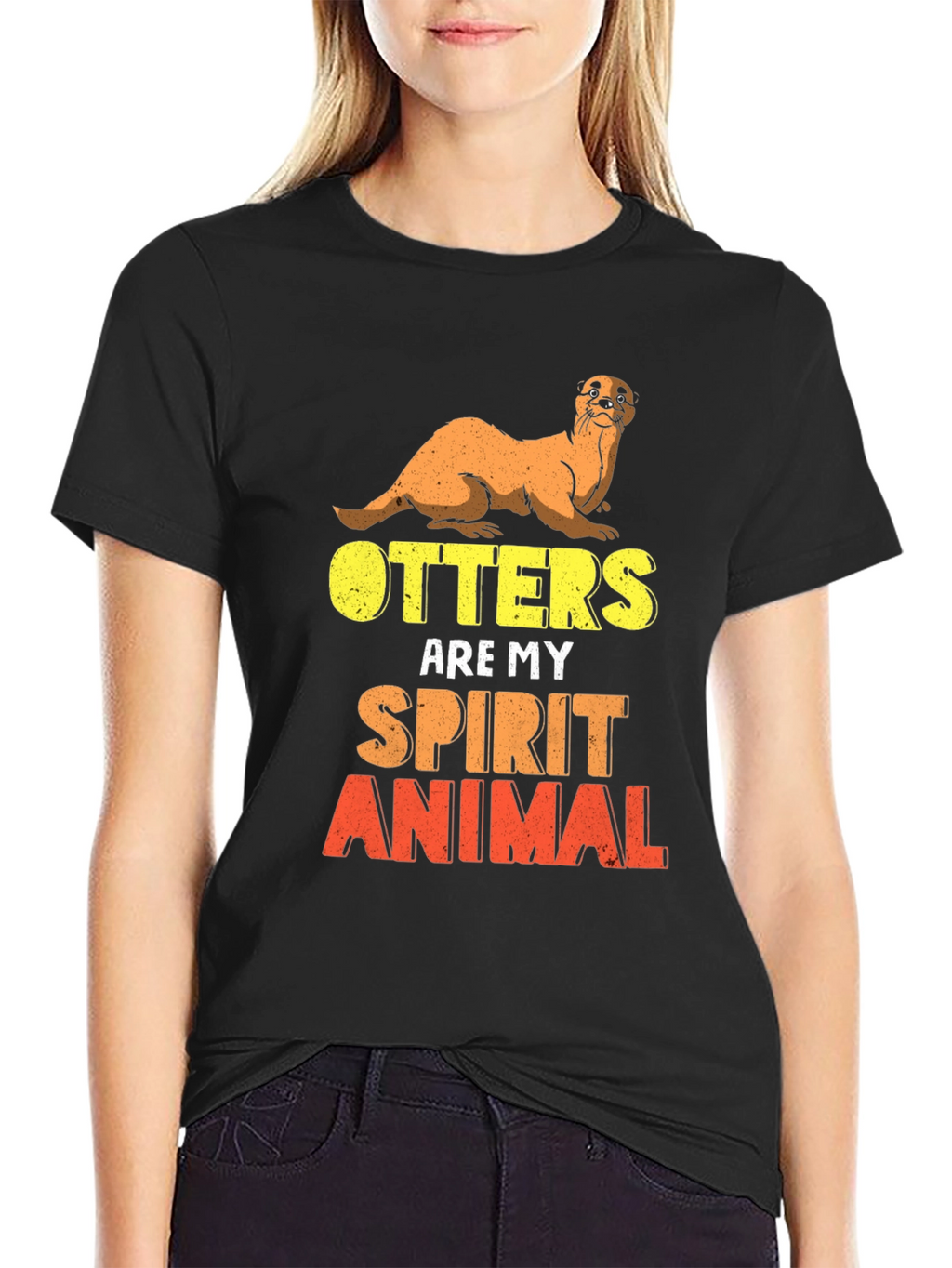 Otter Spirit Animal Black T-Shirt