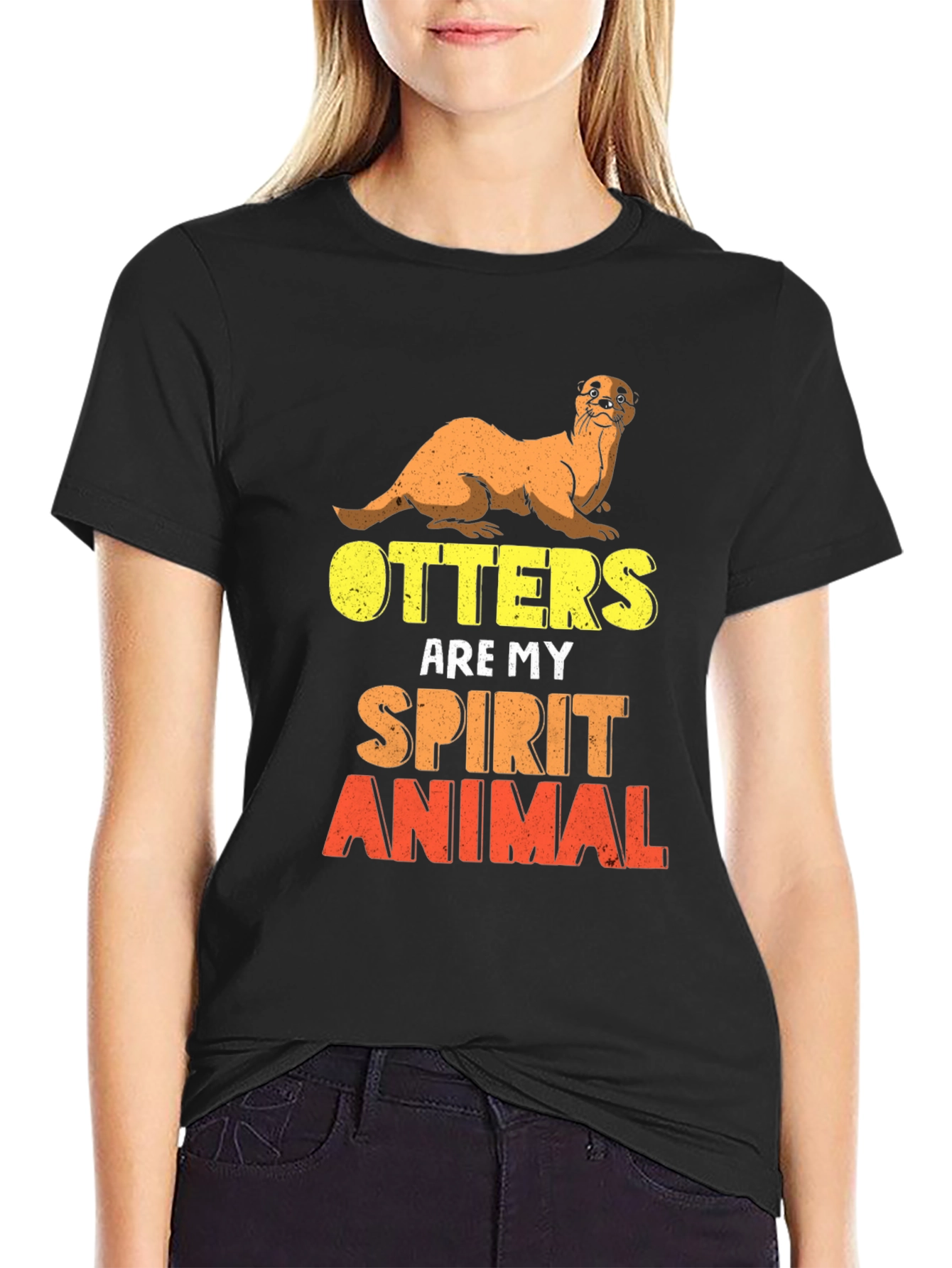 Otter Spirit Animal Black T-Shirt