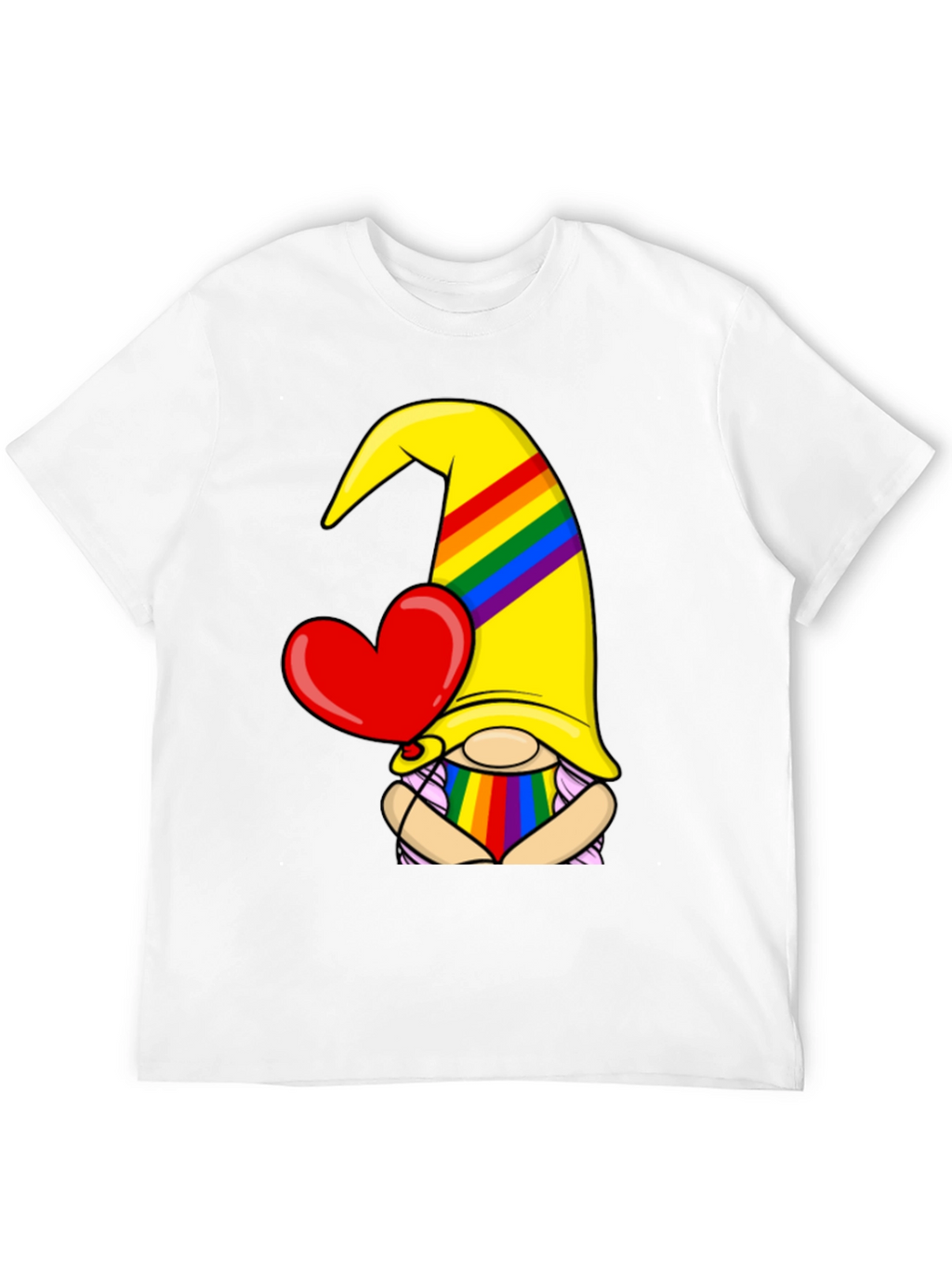 Pride Gnome Black T-Shirt with Heart