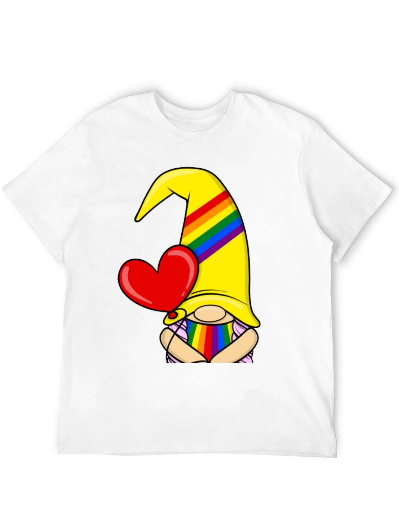 Pride Gnome Black T-Shirt with Heart
