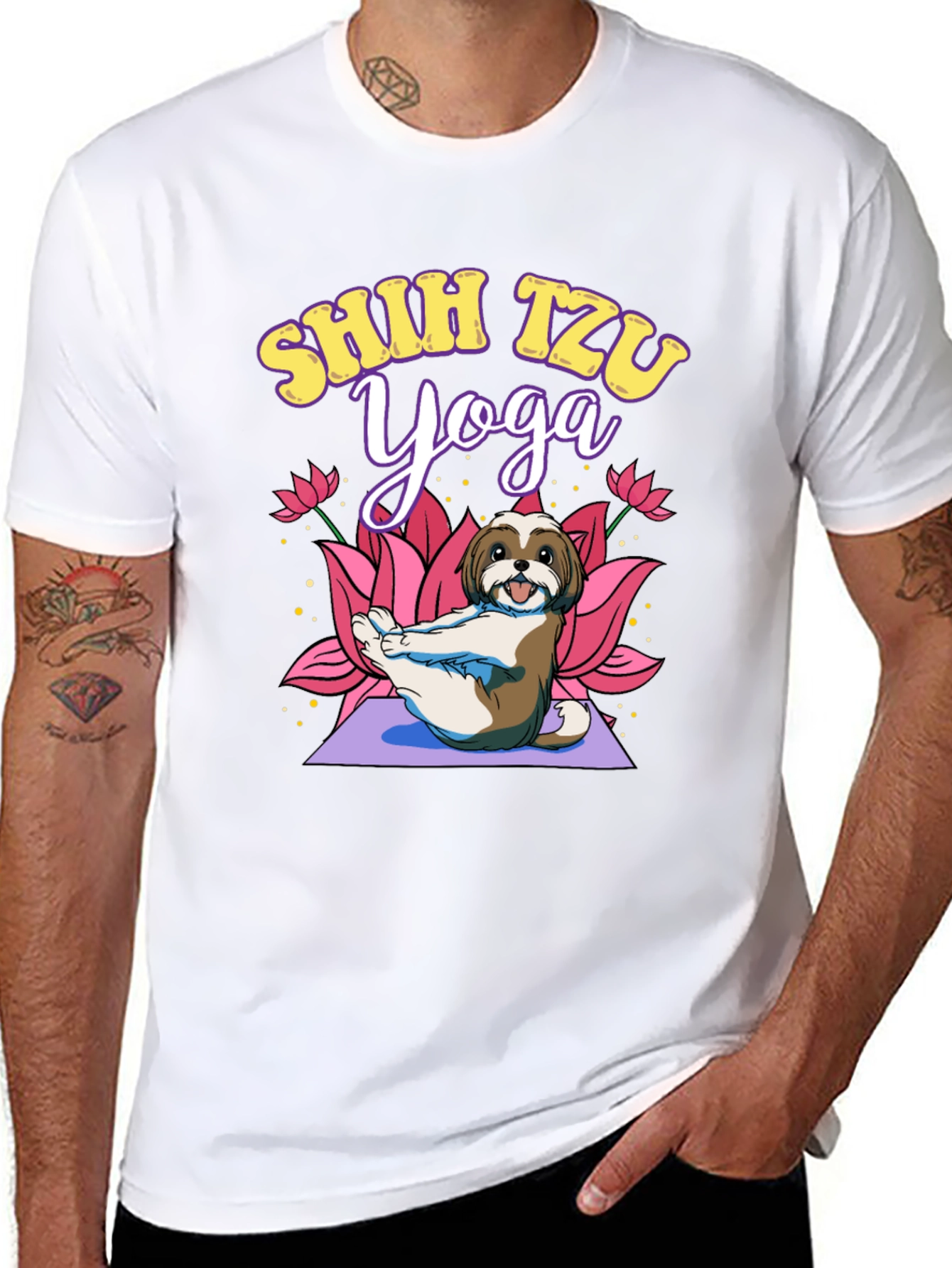 Shih Tzu Yoga Black T-Shirt