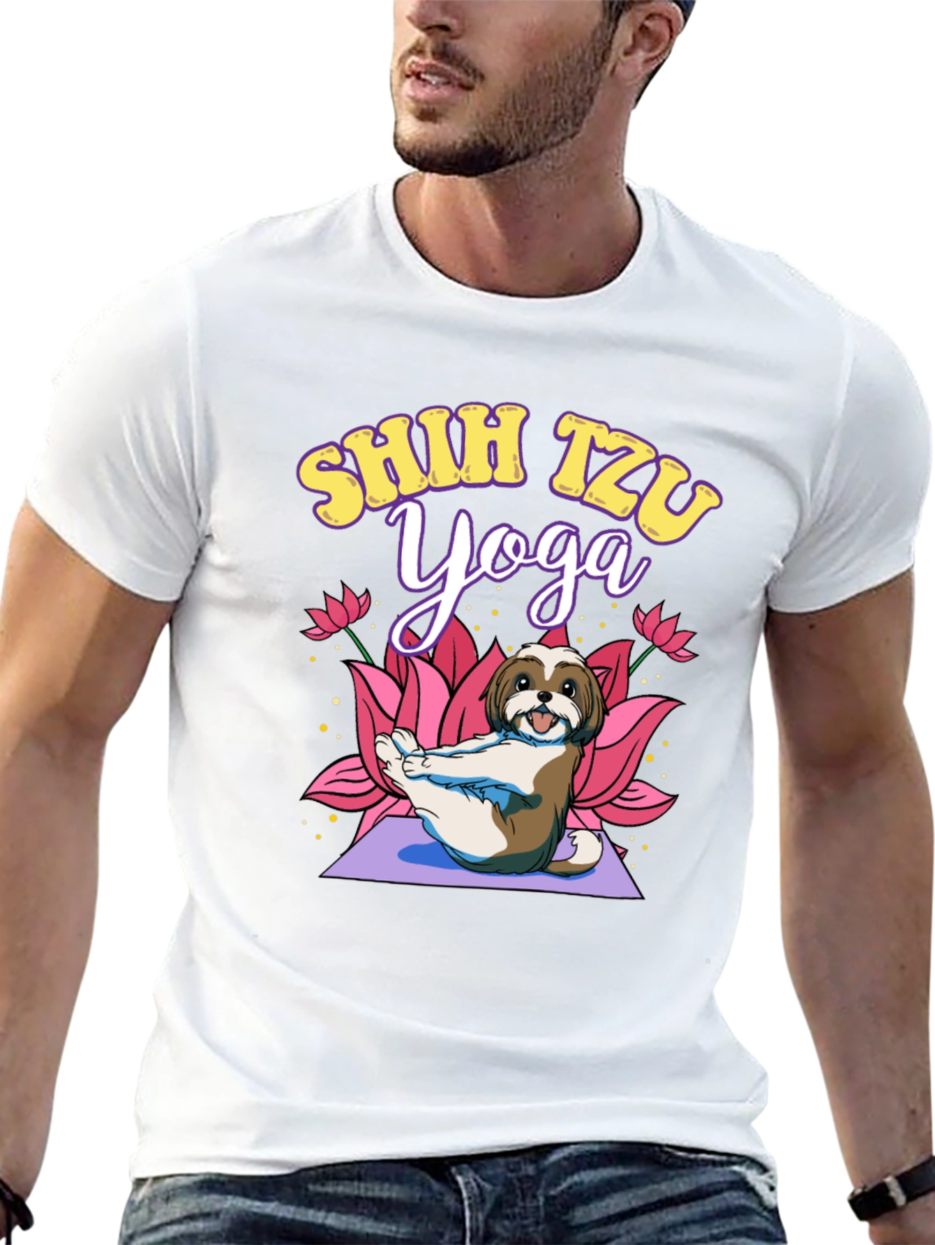 Shih Tzu Yoga Black T-Shirt