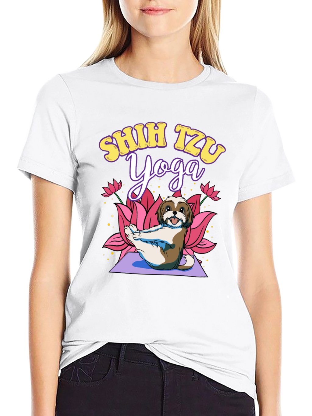 Shih Tzu Yoga Black T-Shirt