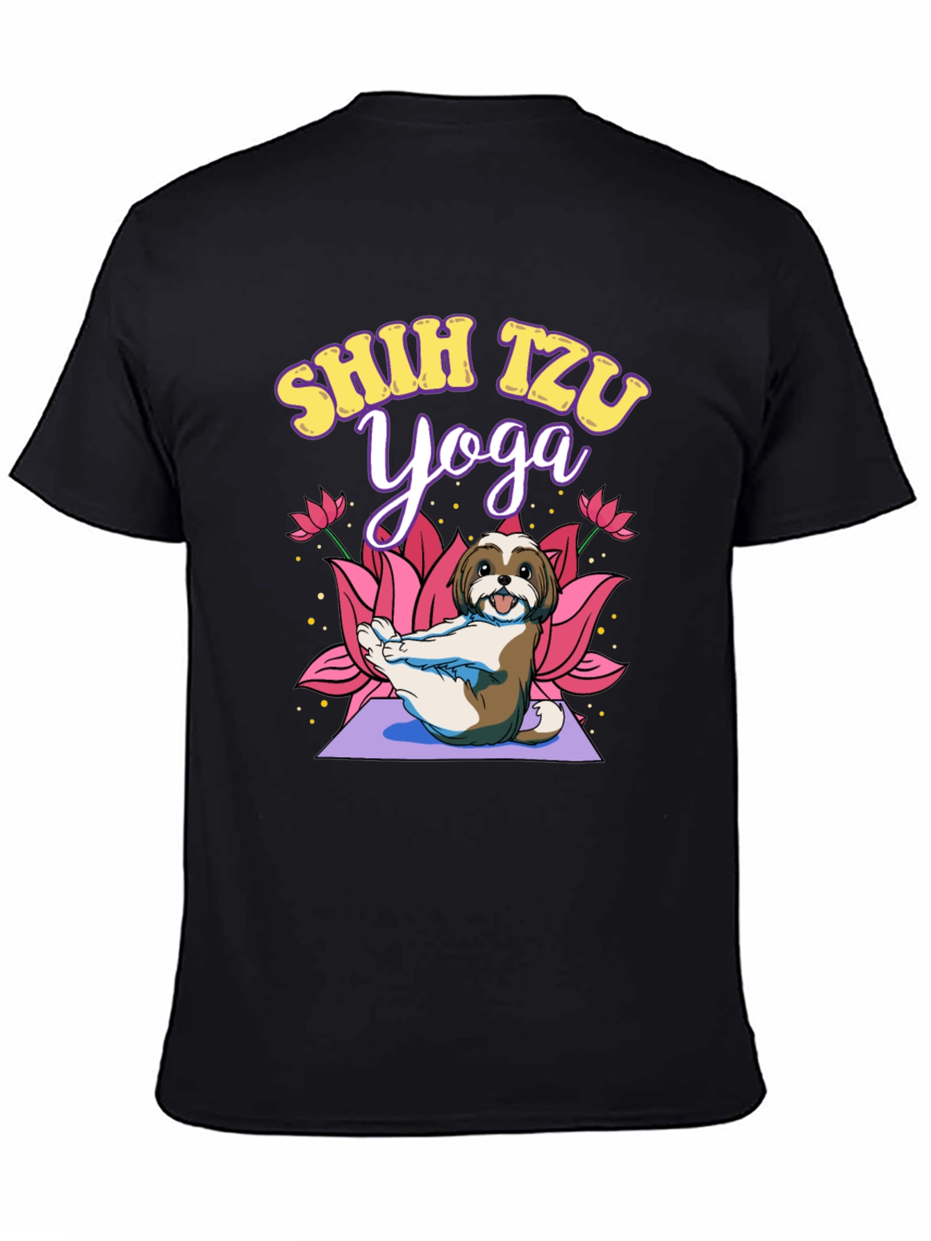Shih Tzu Yoga Black T-Shirt