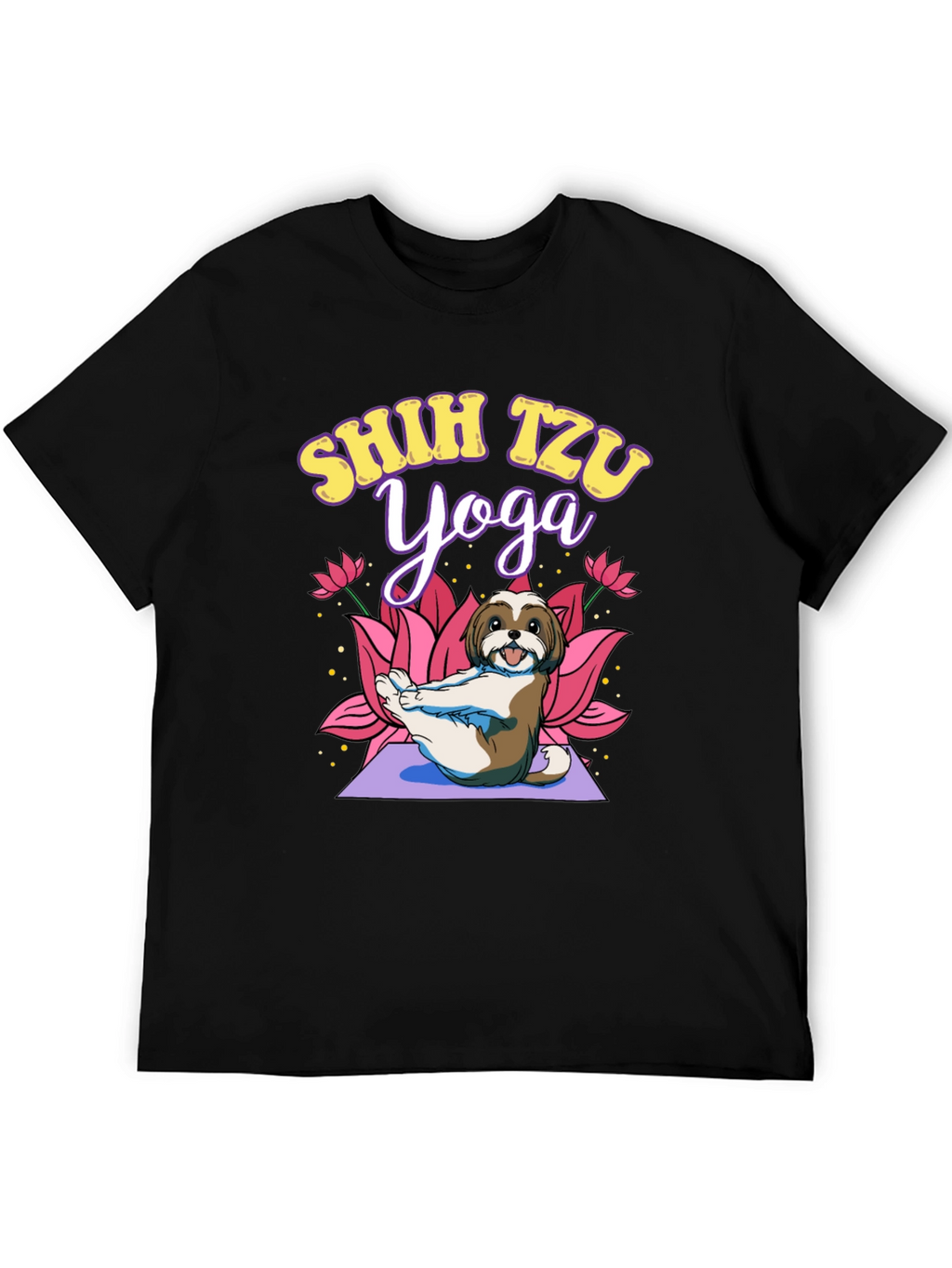 Shih Tzu Yoga Black T-Shirt