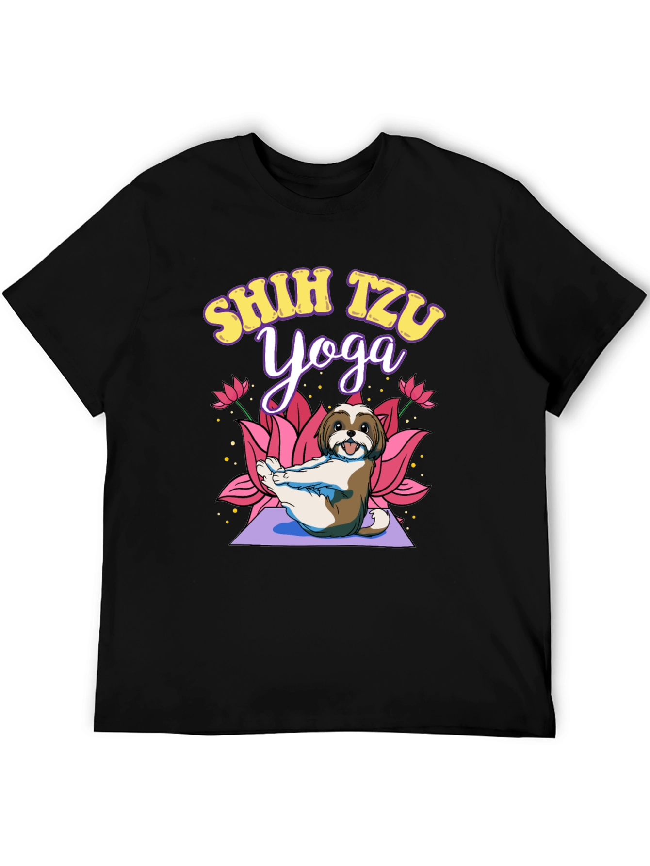 Shih Tzu Yoga Black T-Shirt