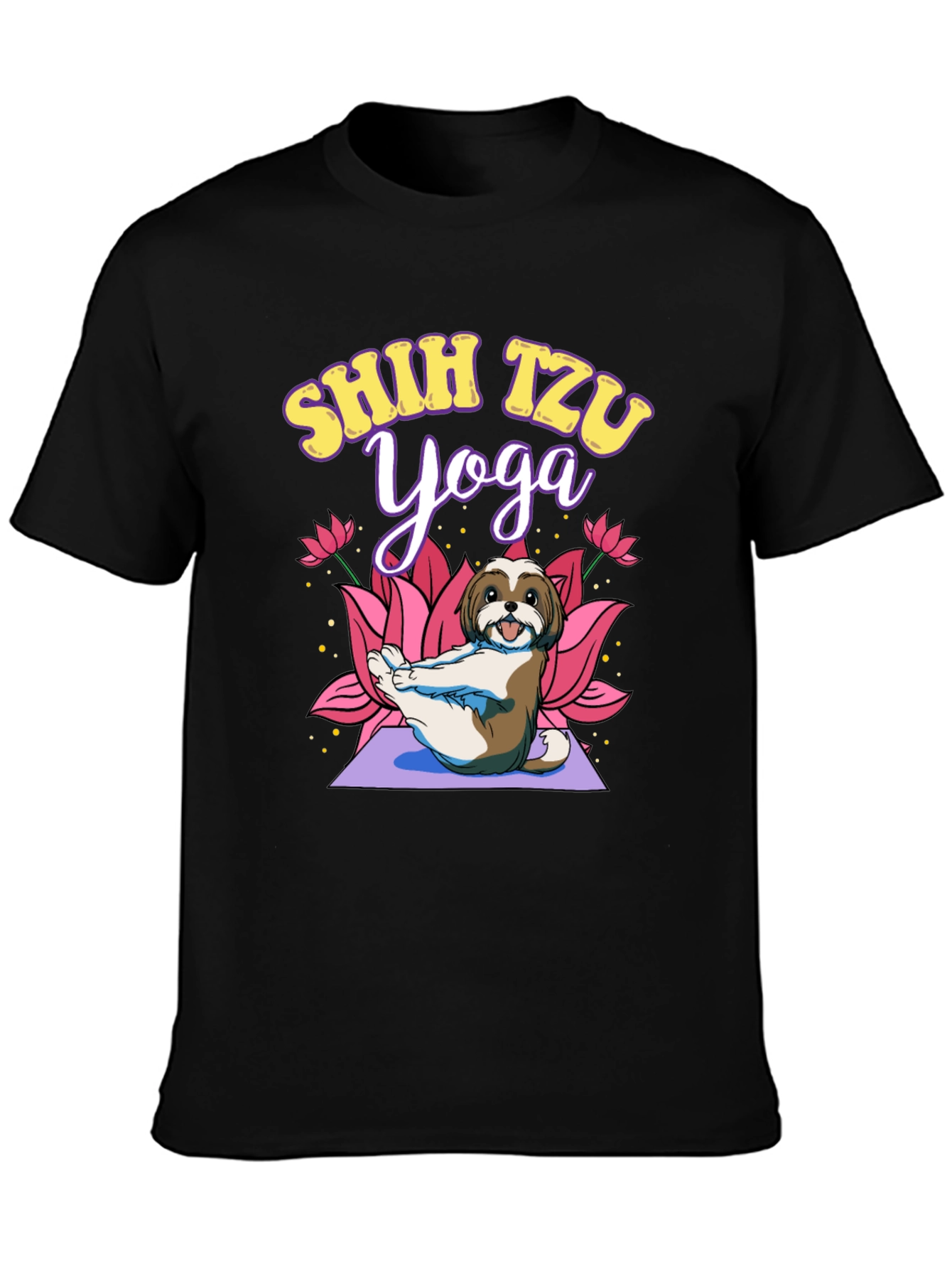 Shih Tzu Yoga Black T-Shirt