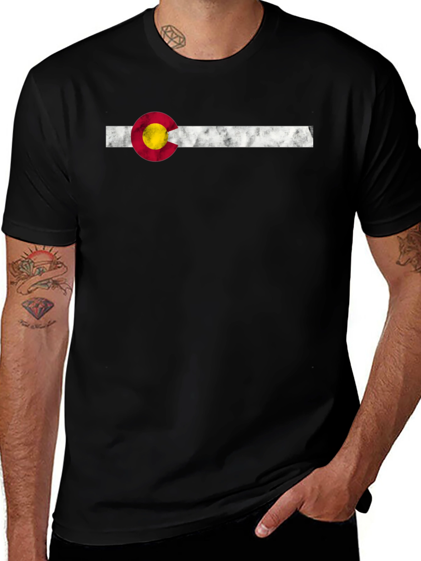 Colorado Flag Graphic Tee - Black Crewneck T-Shirt