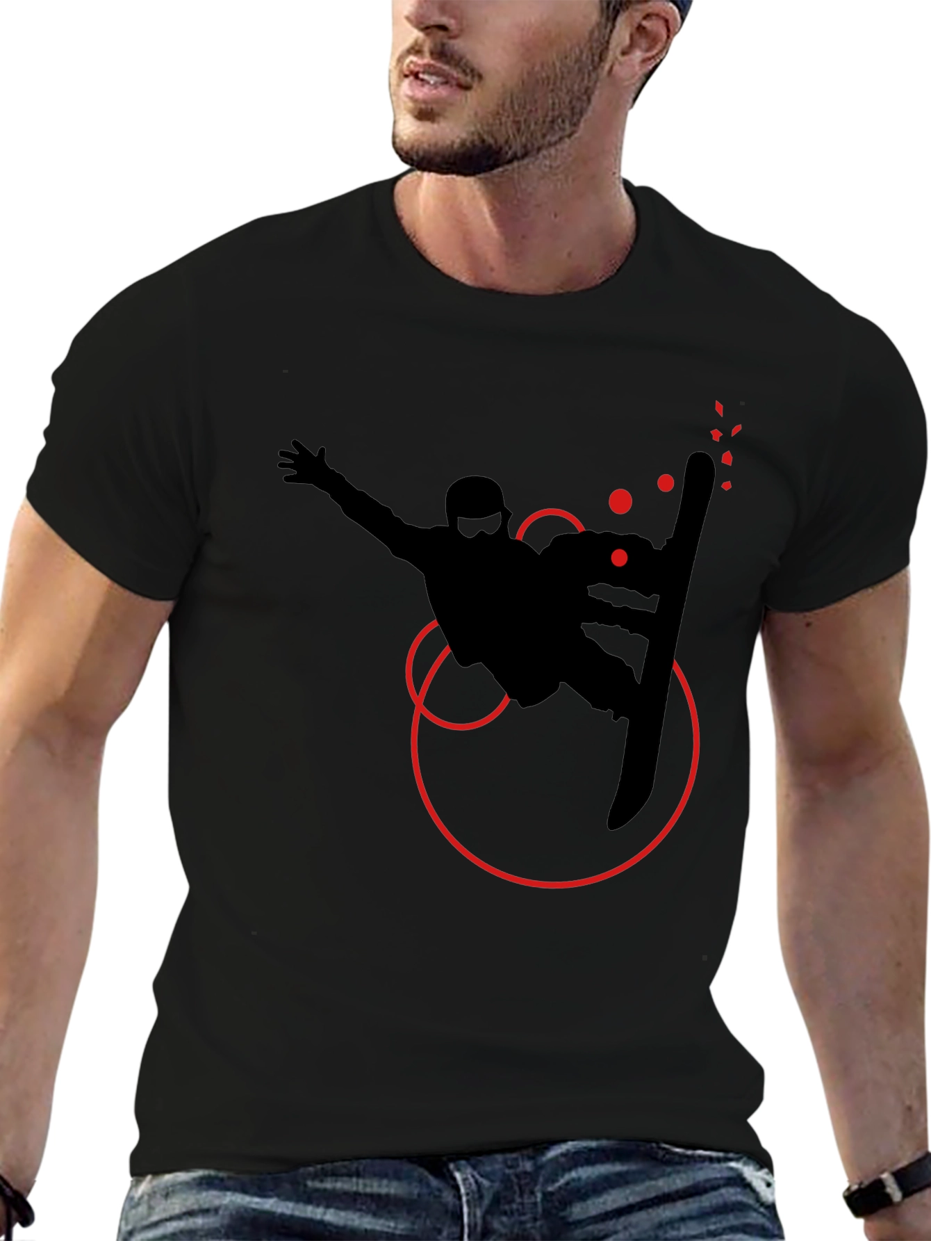 Snowboarder Graphic Tee - Stylish Black T-Shirt