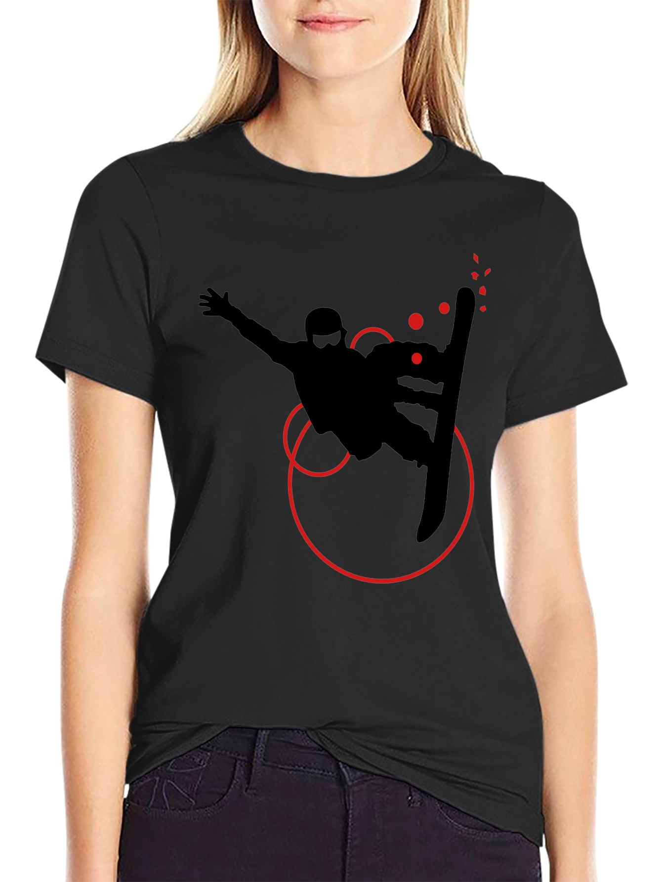 Snowboarder Graphic Tee - Stylish Black T-Shirt
