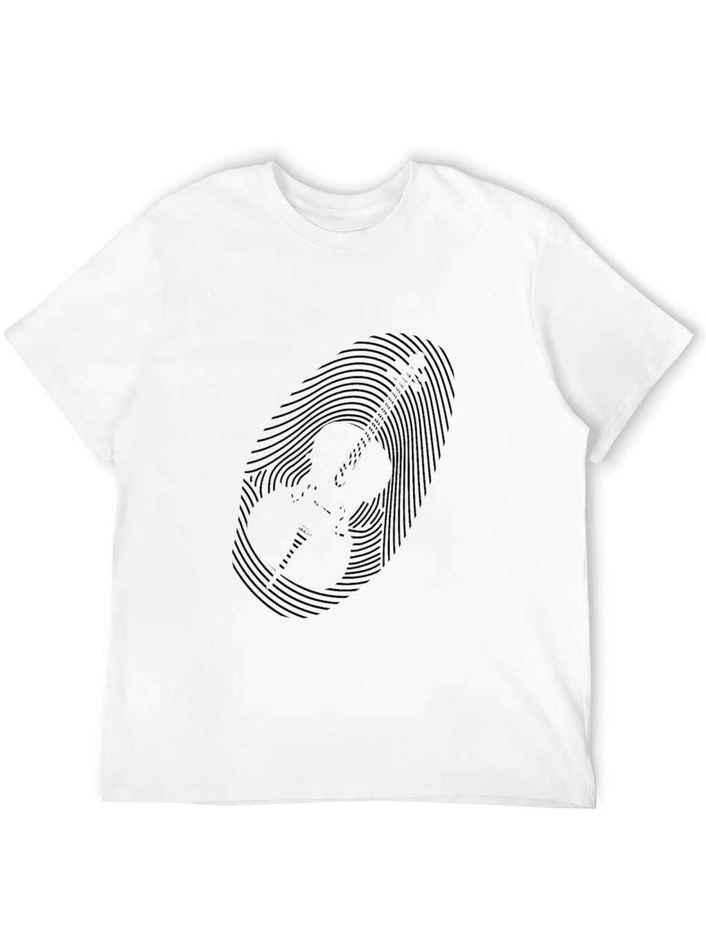 Fingerprint Guitar Graphic Black T-Shirt
