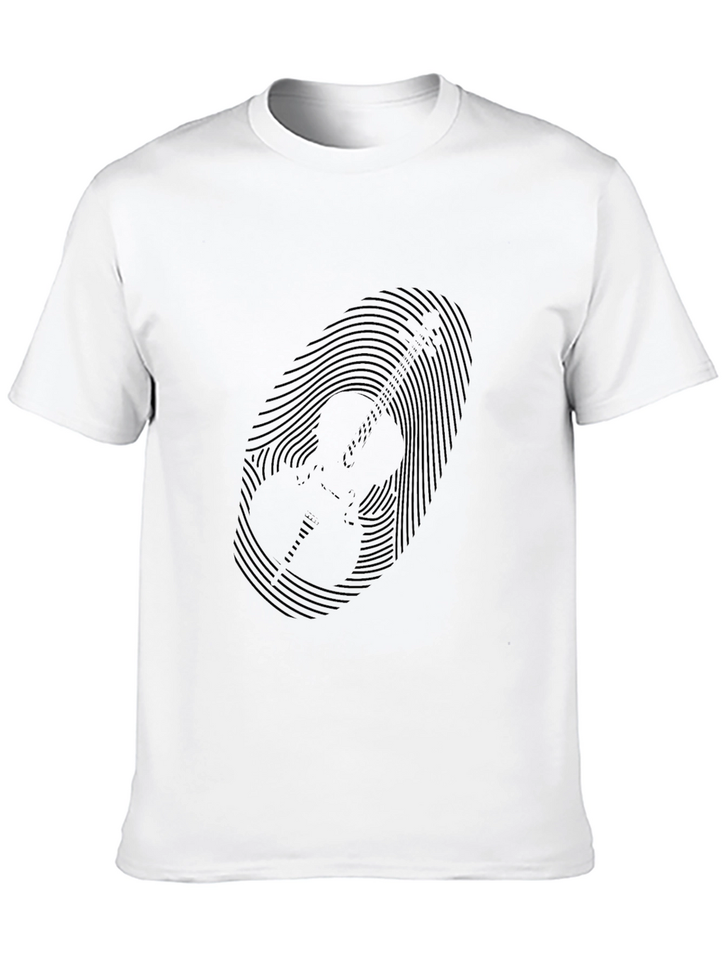 Fingerprint Guitar Graphic Black T-Shirt