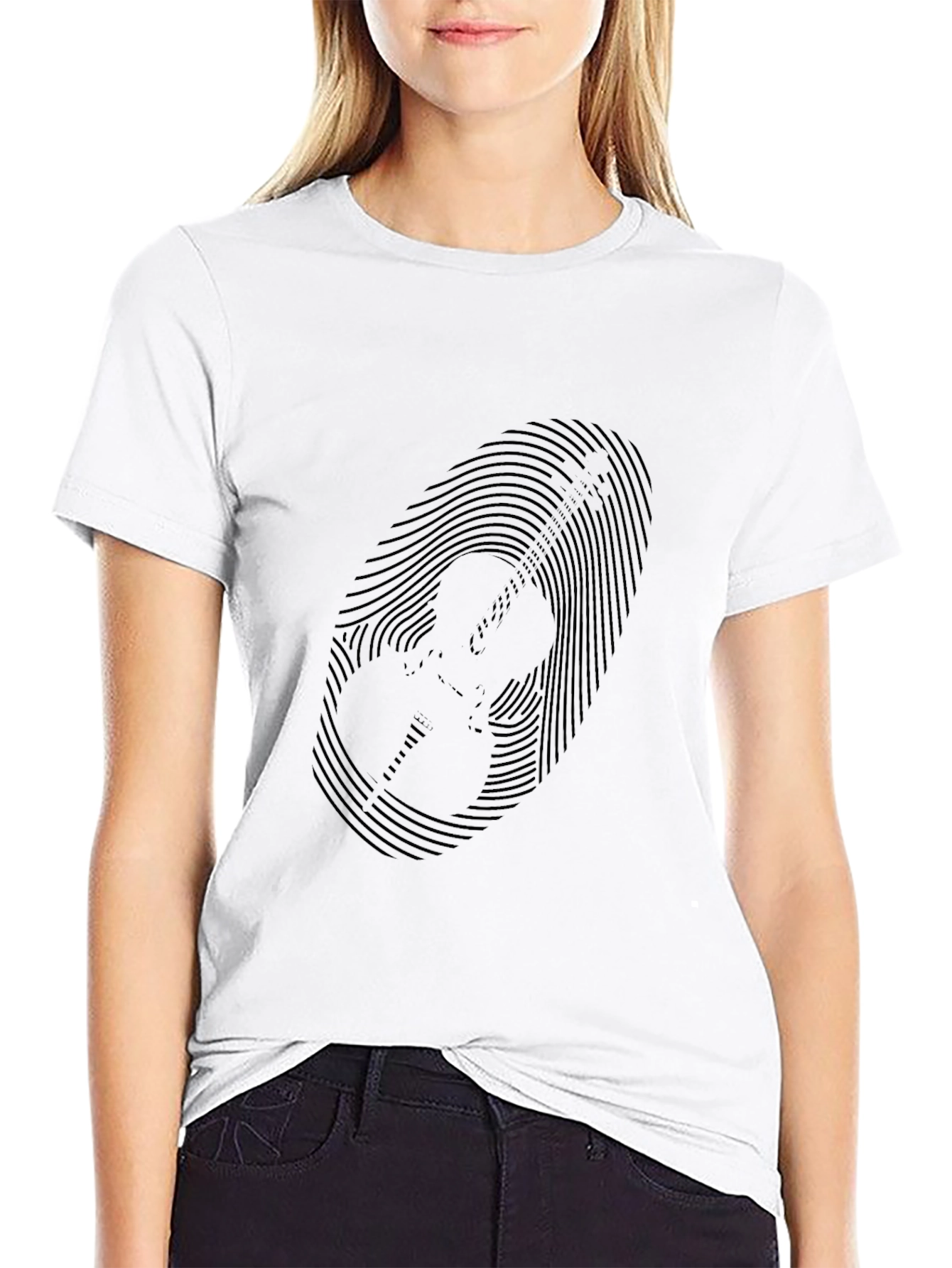 Fingerprint Guitar Graphic Black T-Shirt