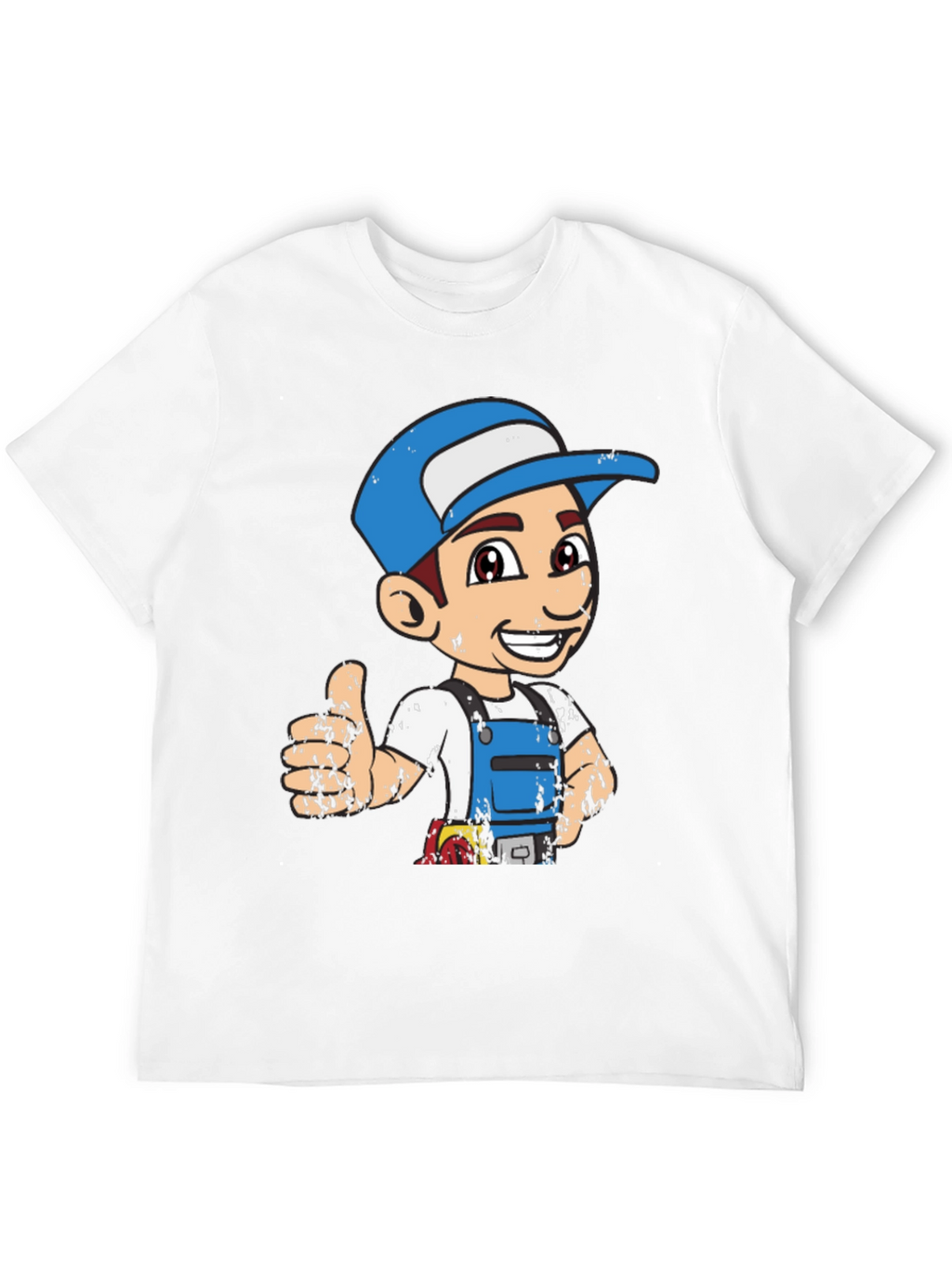 Cartoon Plumber Graphic Tee - Novelty T-Shirt