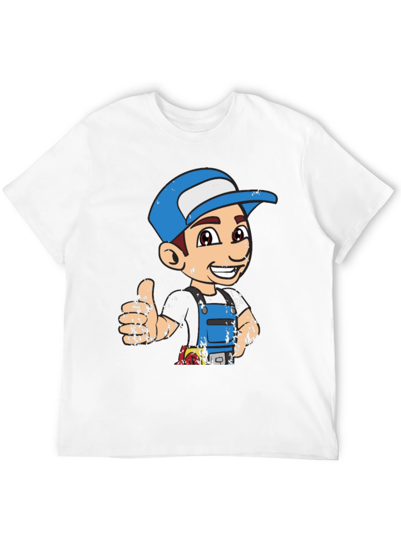 Cartoon Plumber Graphic Tee - Novelty T-Shirt