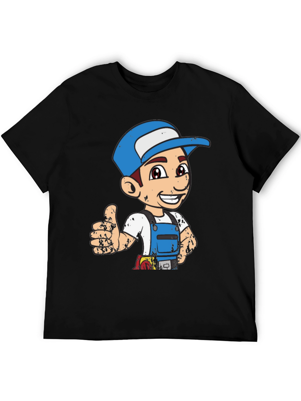 Cartoon Plumber Graphic Tee - Novelty T-Shirt