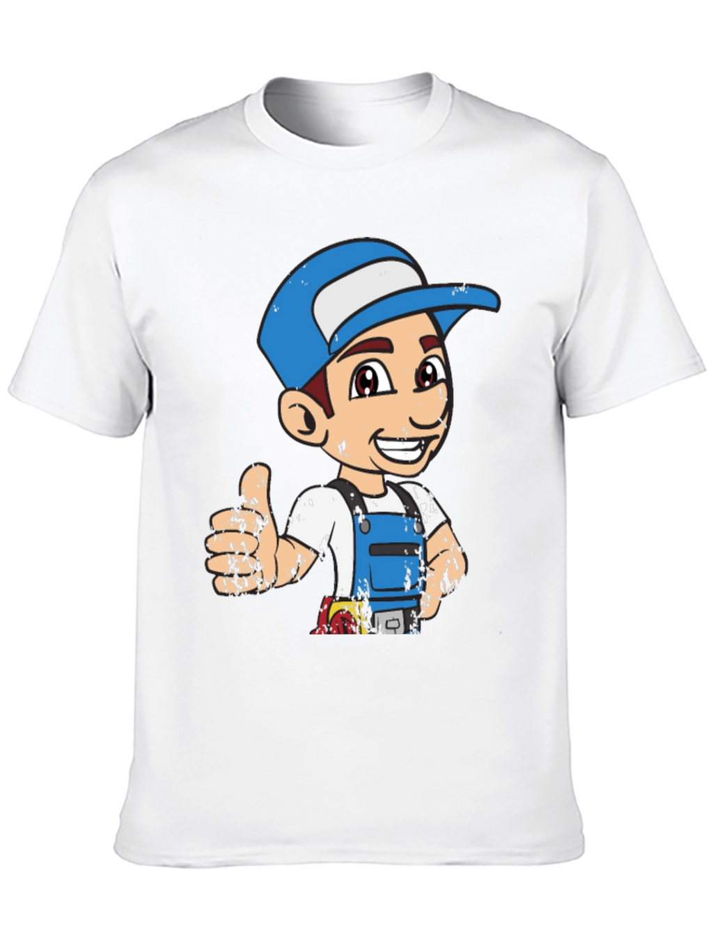 Cartoon Plumber Graphic Tee - Novelty T-Shirt